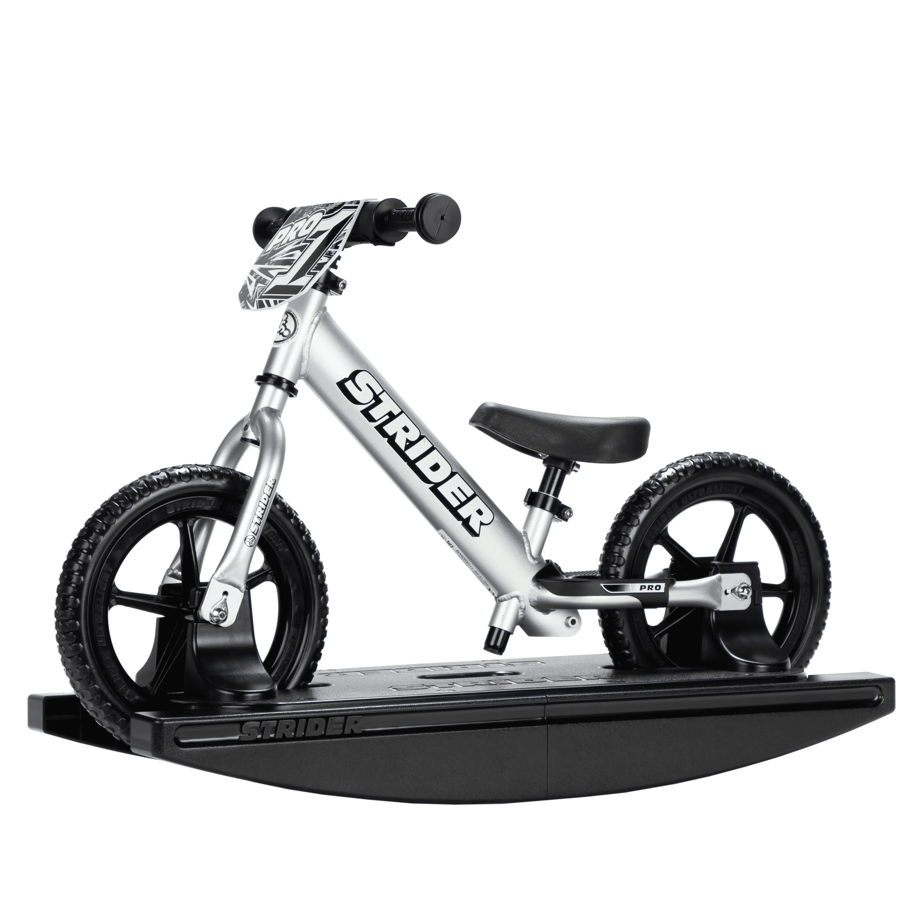 Strider - 12 Pro 2-in-1 Rocking Balance Bike, Ages 6 months to 5 Years - Silver