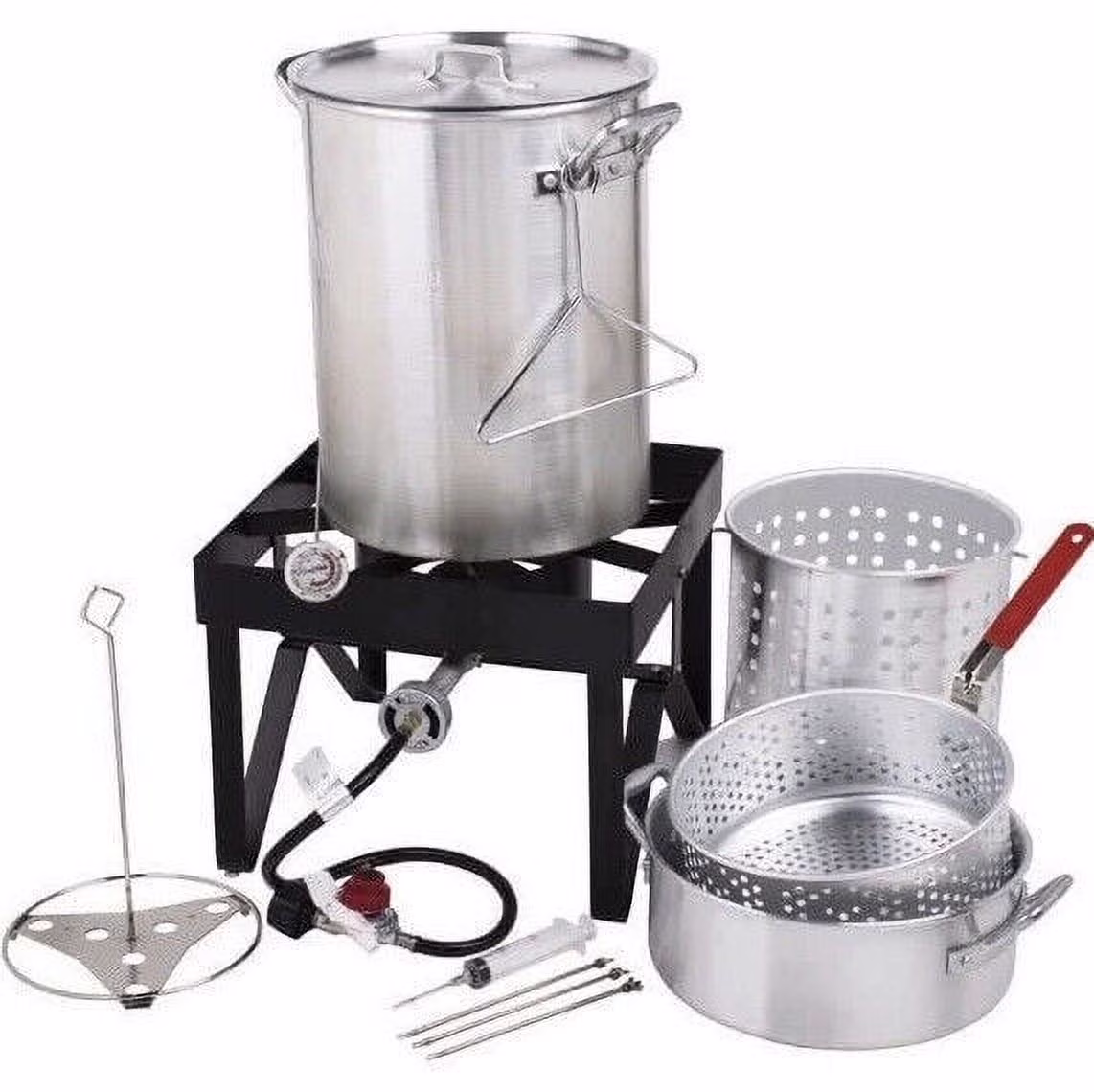 Turkey Deep Fryer Kit Steamer Stock Pot Propane Deluxe Aluminum Outdoor