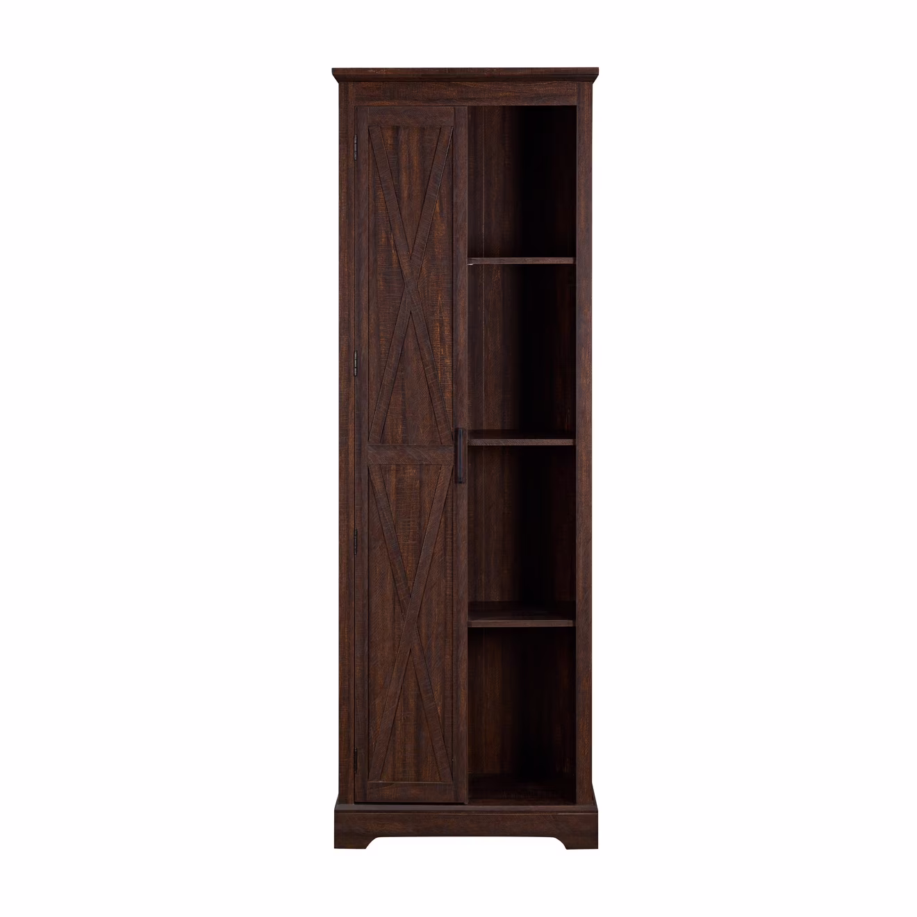 Kselythan 74" Tall Storage Cabinet, Large Kitchen Pantry with Barn Door and Opening Shelves, Freestanding Cabinet for Kitchen Bathroom Living Room