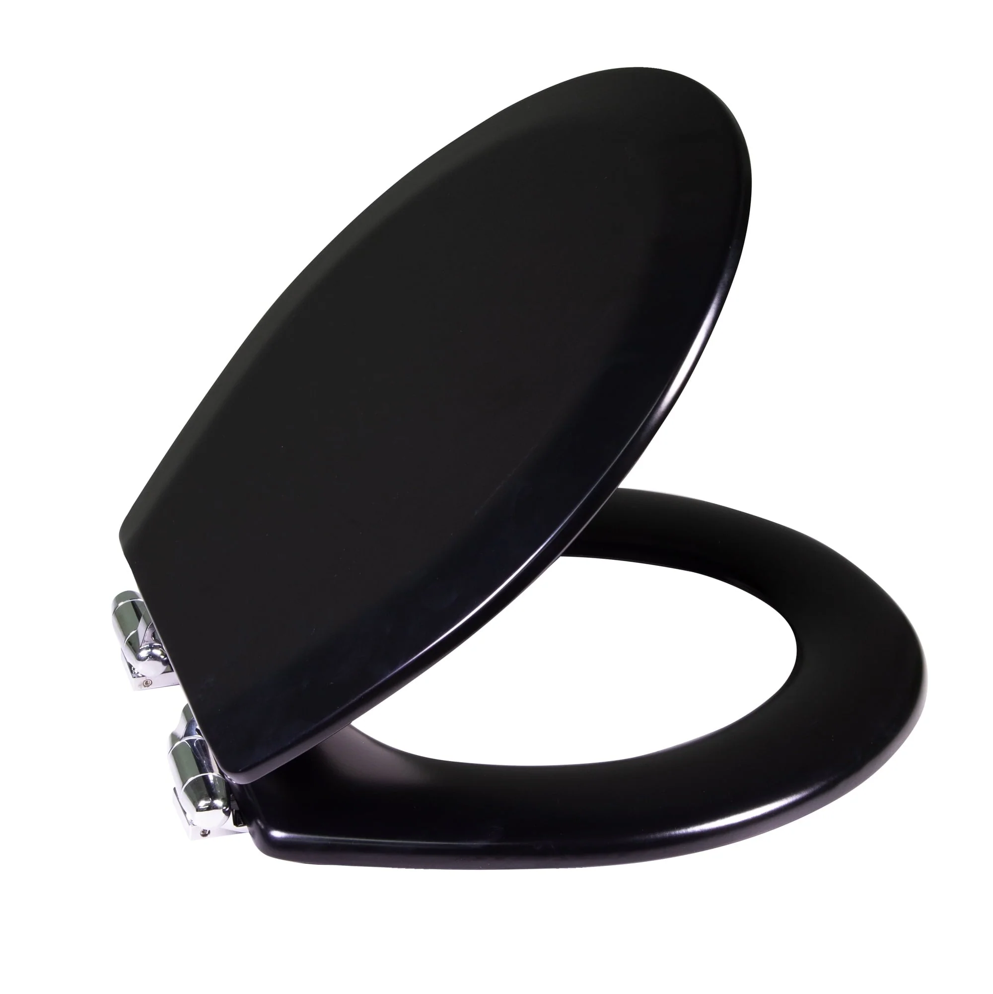 Dalton Toilet Seat Round Soft Close – Black Rustic Wooden Round Standard Toilet Seat for Bathroom  – Design House, 561241-BLK