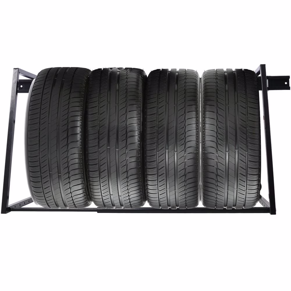 Topcobe Heavy Duty Adjustable Garage Wall Multi-Tire Rack Storage, Practical Equipment, Black