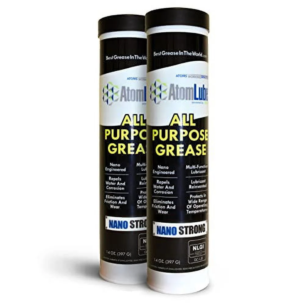 AtomLube All Purpose Grease 2-Pack 14 Oz. Tubes | Multi Function Lubricant | Automotive Grease and Marine Grease for Boat Accessories, Trucking, and Wheel Bearing