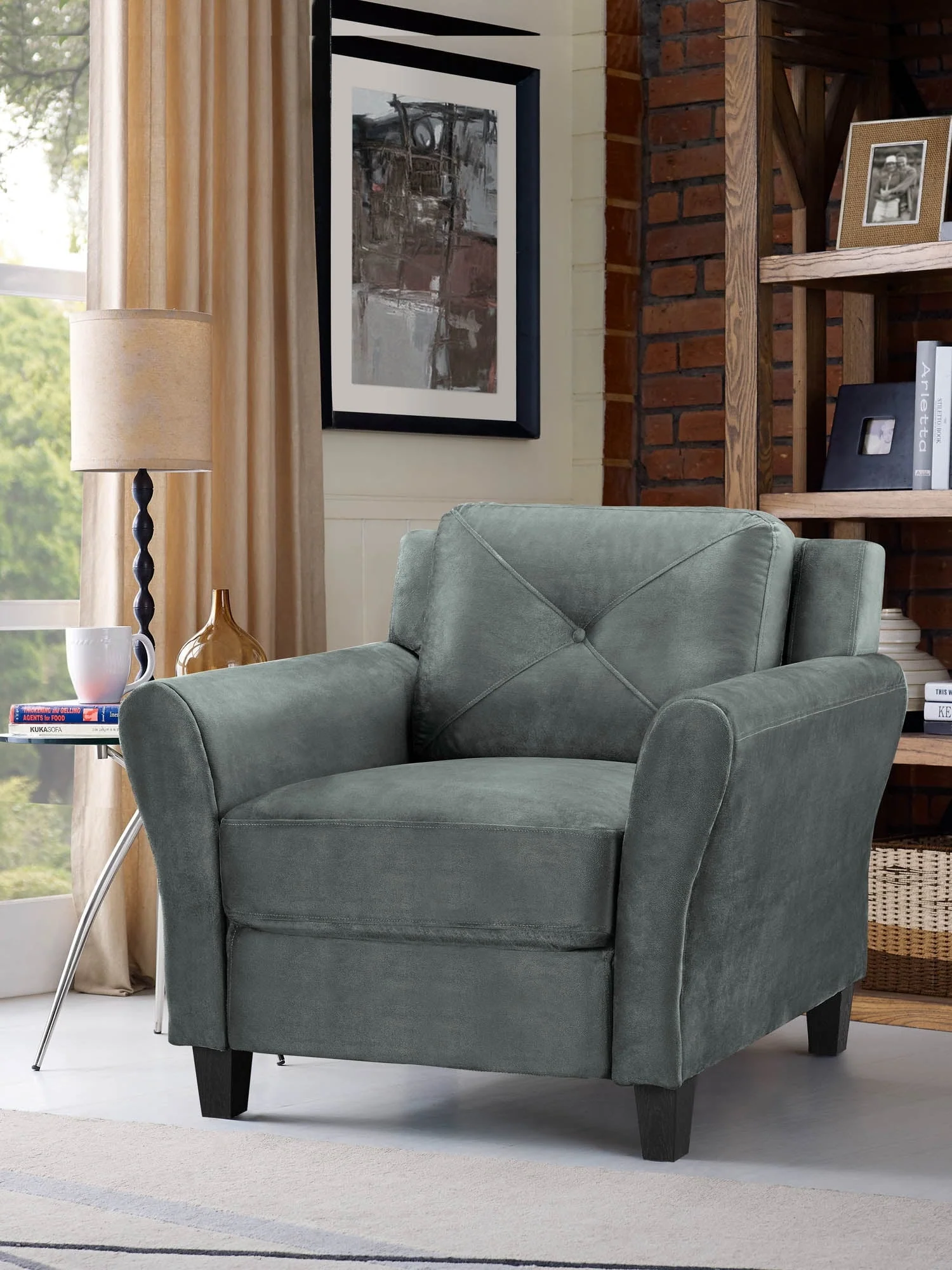 Lifestyle Solutions Taryn Club Chair, Dark Gray Fabric