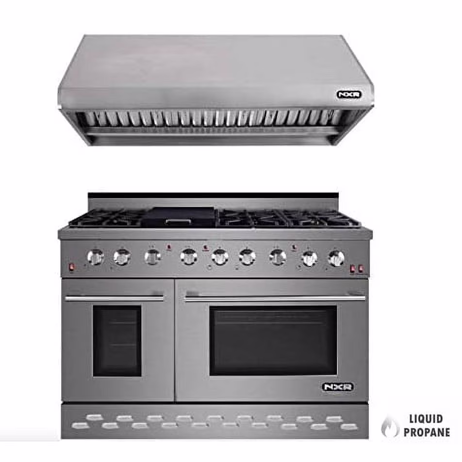 NXR 48" Stainless Steel Propane Gas Range with 7.2 cu. ft. Convection Oven & Under Cabinet Hood Bundle SC4811LP RH4801