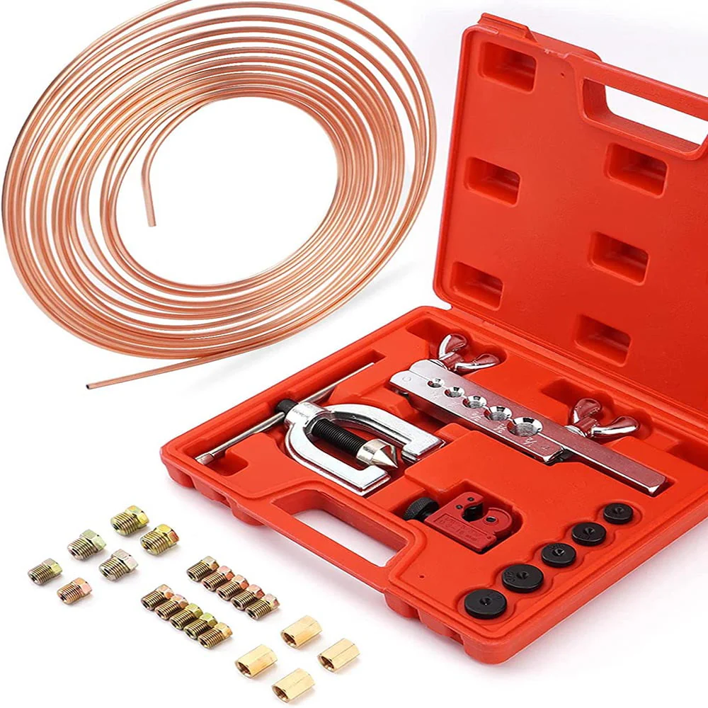 25ft of 3/16 Brake Line Kit,  Copper Coated with Double & Single Flaring Tool Set
