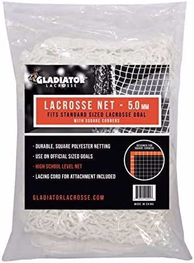 5mm Replacement Lacrosse Goal Net 6'x6'x7' - Heavy Duty Backyard Practice Net (High School Grade) Square Corners, White