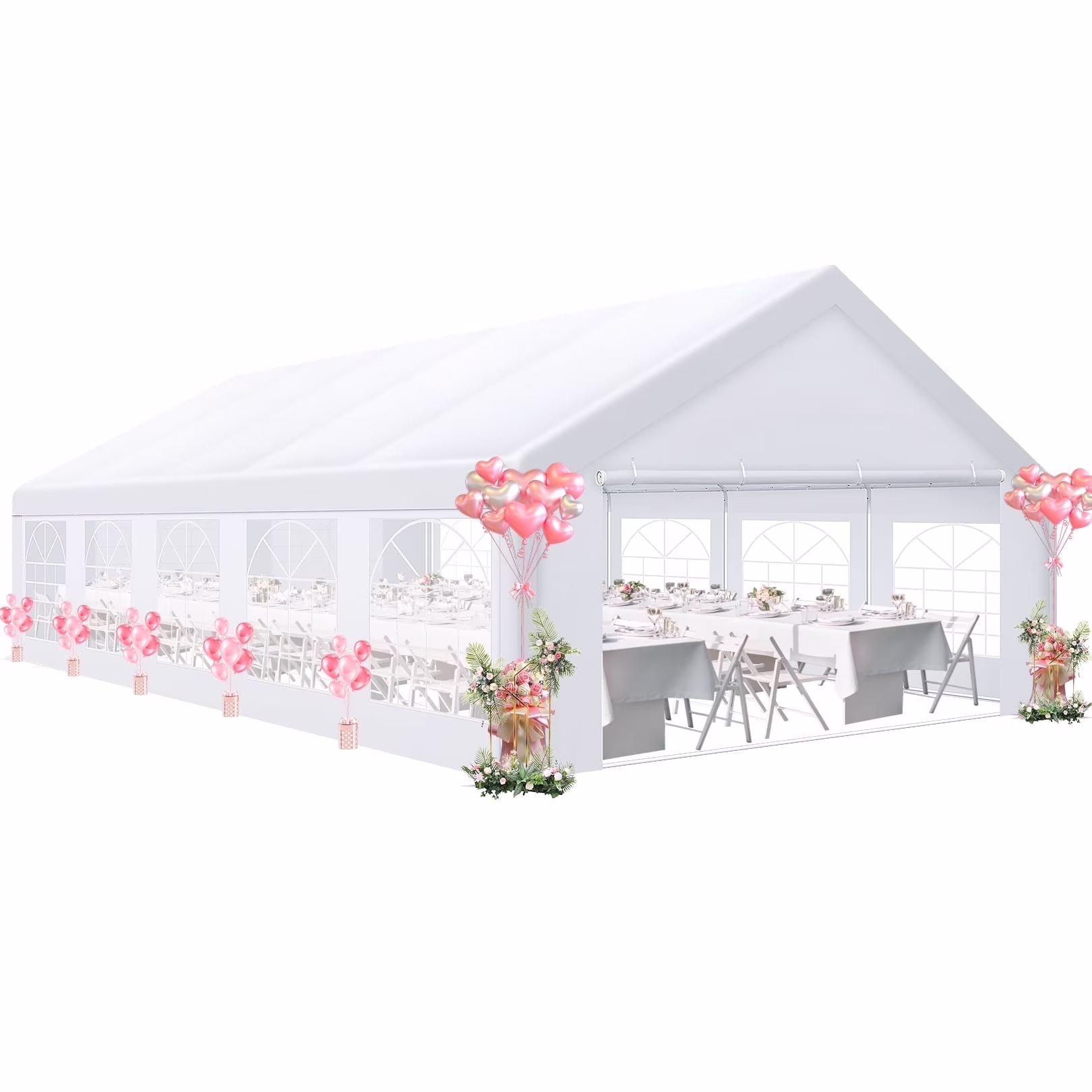 SANOPY 16x32ft Party Tent Heavy Duty, Wedding Tent, Event Tents For Parties, Commercisal Canopy Tent With 6 Removable Sidewalls & 4 Built-in Sandbag, UV50+, Big Tent For Party, Carport, White