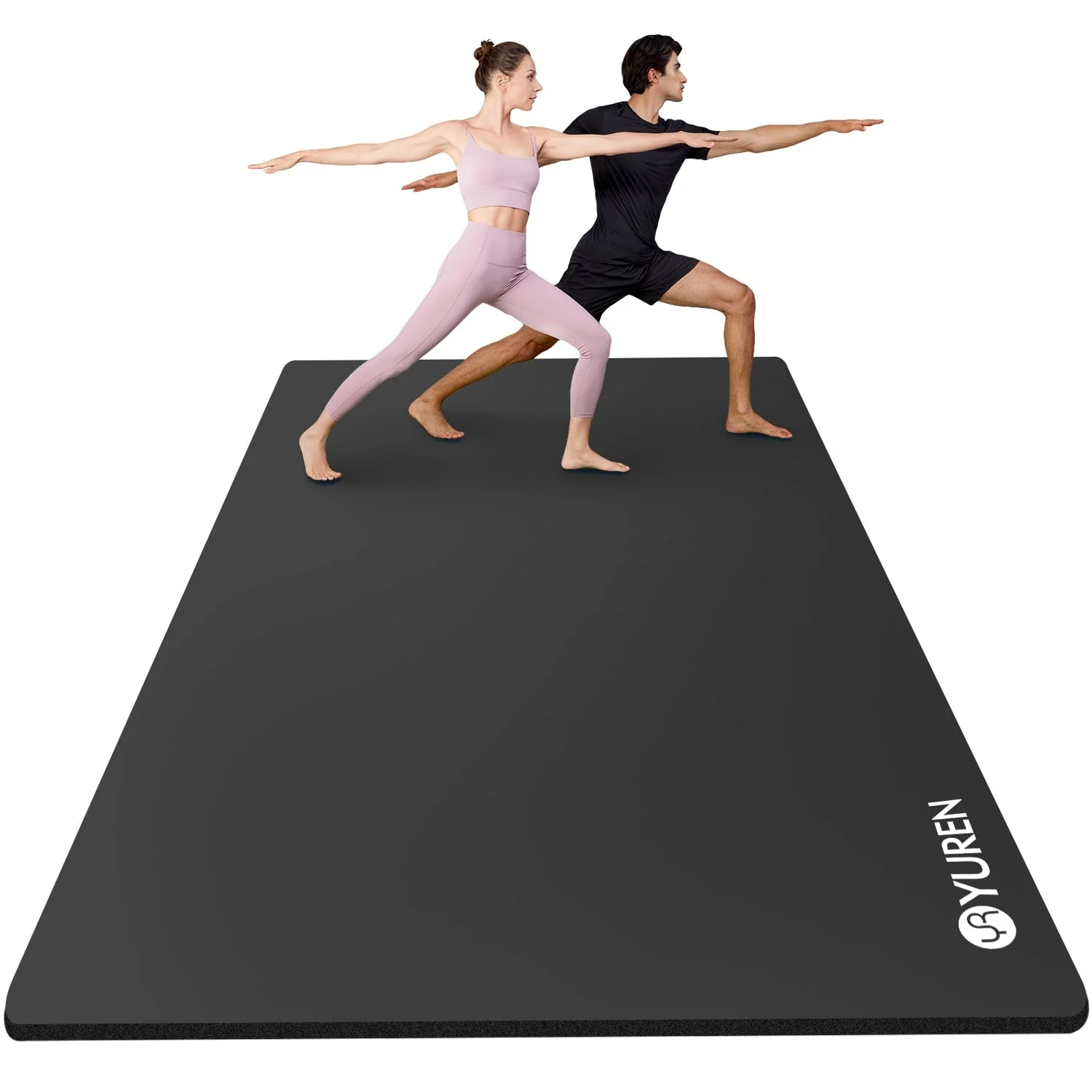 YR Large Exercise Mat 6' x 4' 10mm Thick NBR Stretching Yoga Pilates Workout for Home Gym Black