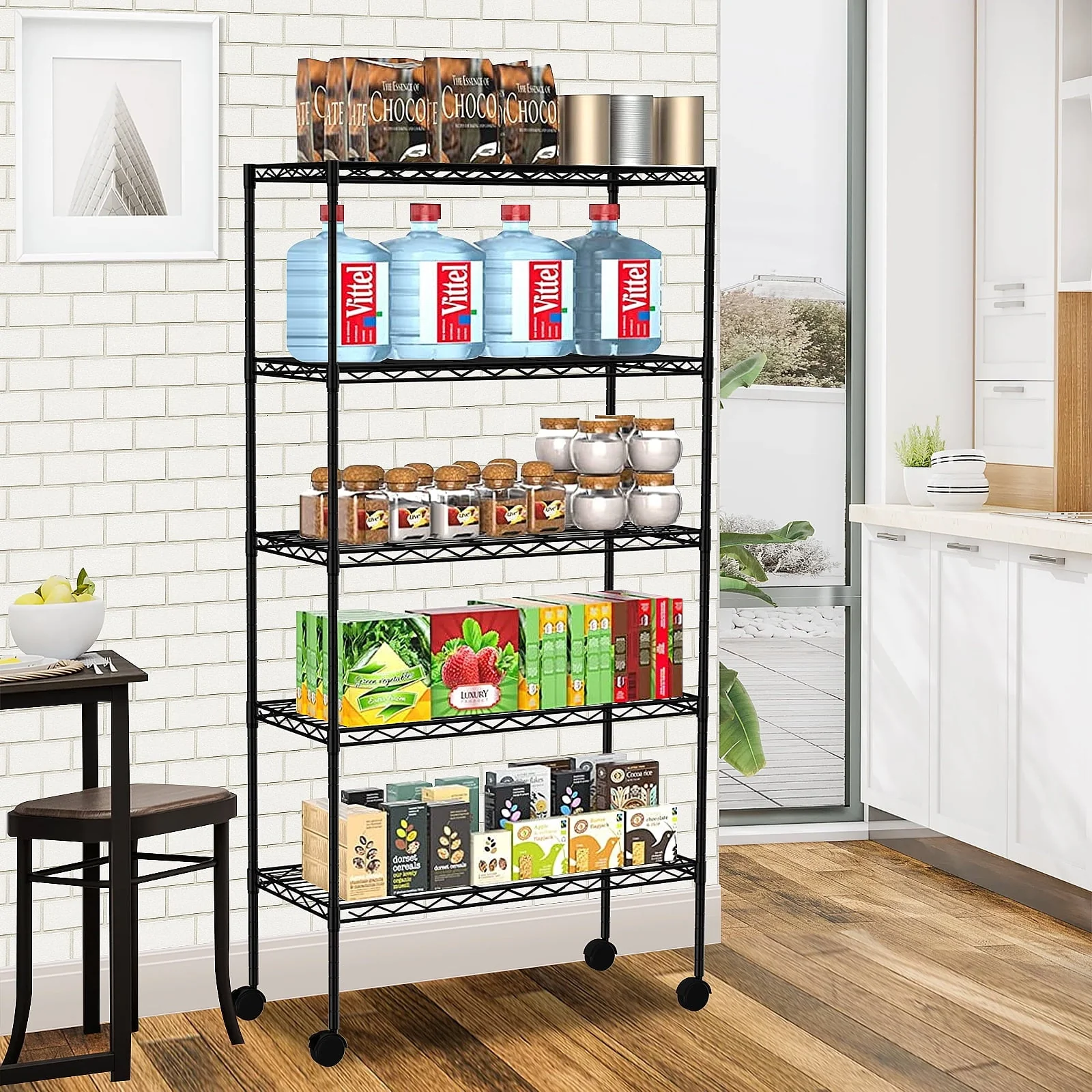 Dkelincs Wire Shelving Unit 5 Tier Adjustable Storage Shelves Heavy Duty Metal Shelf 1250 lbs Capacity, Black