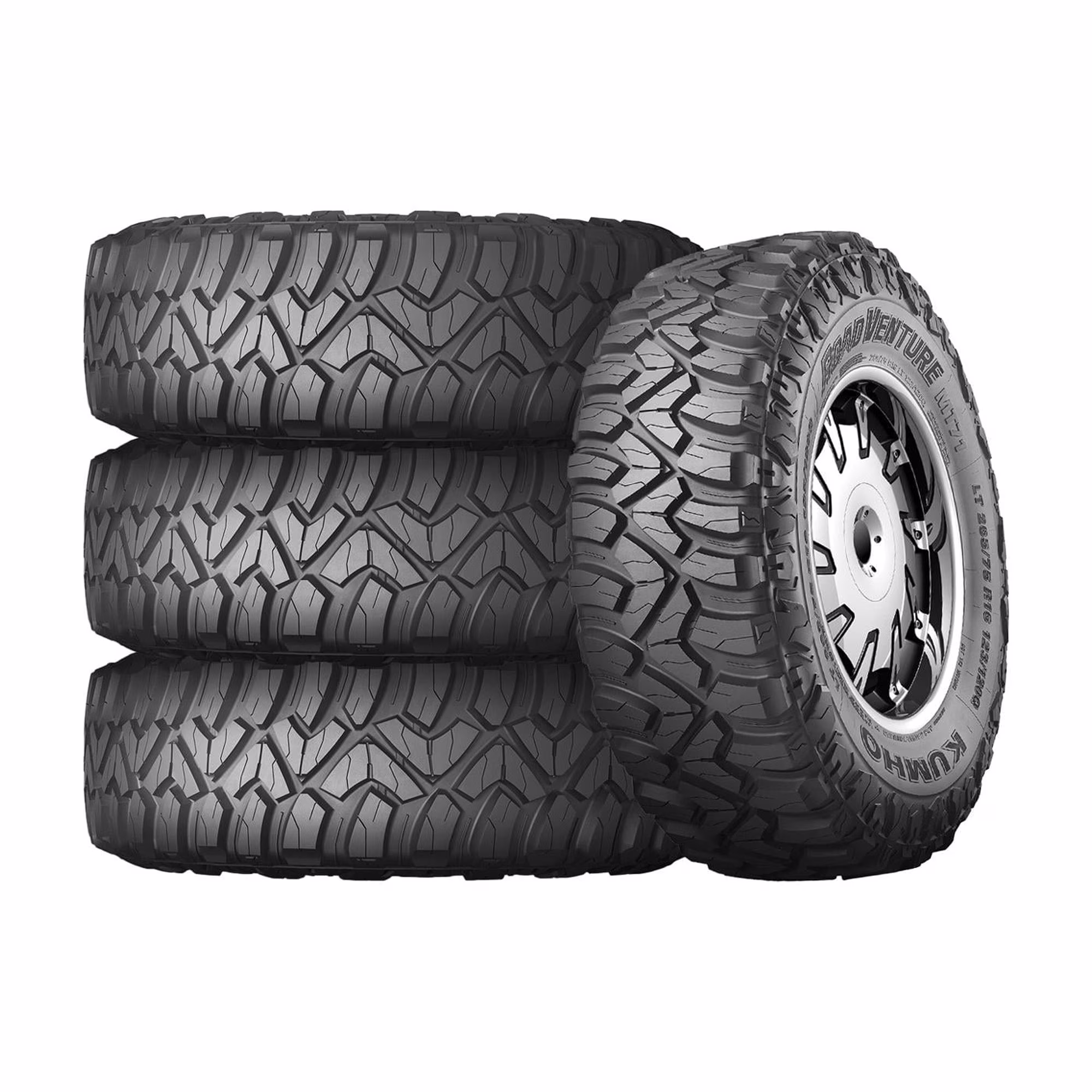 Set of 4 Kumho Road Venture MT71 LT255/75R17 111/108Q C Tires Fits: 2021-22 Jeep Wrangler Willys Sport, 2013 Jeep Wrangler Unlimited Rubicon