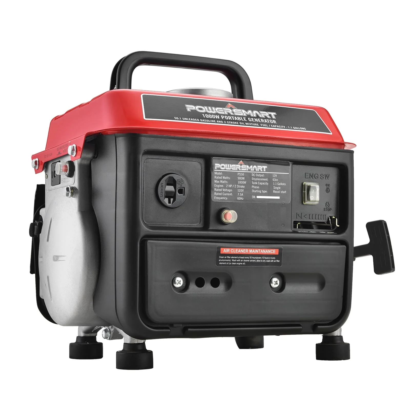 PowerSmart 1200W Portable Generator, Inverter Generator, Gasoline Powered Portable Generator, Low Noise，PS50