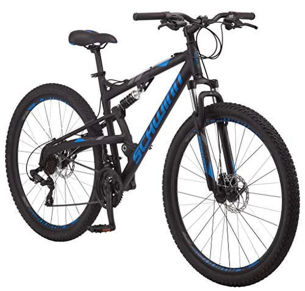 Schwinn S29 Men’s Mountain Bike, 29 In. Wheels, 18 In. and Medium Aluminum Frame, Dual-Suspension, Mechanical Disc Brakes, Matte Black