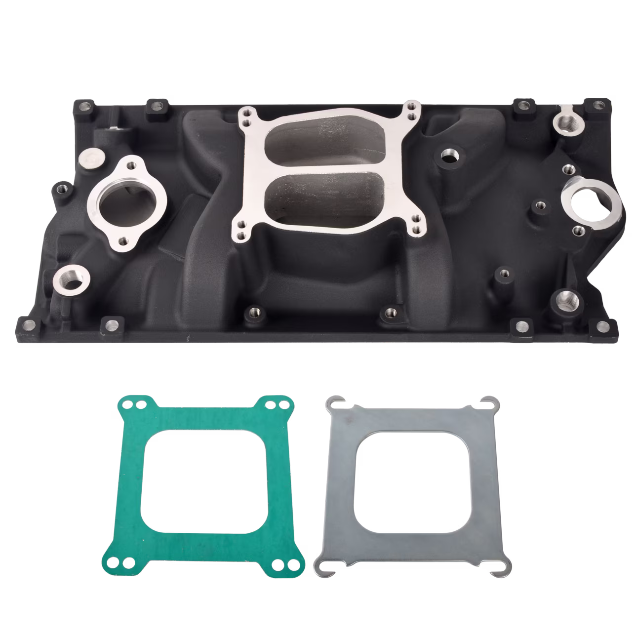 Aluminum Satin Intake Manifold for SBC Small Block Chevy 1996-2002 Vortec 350 Black