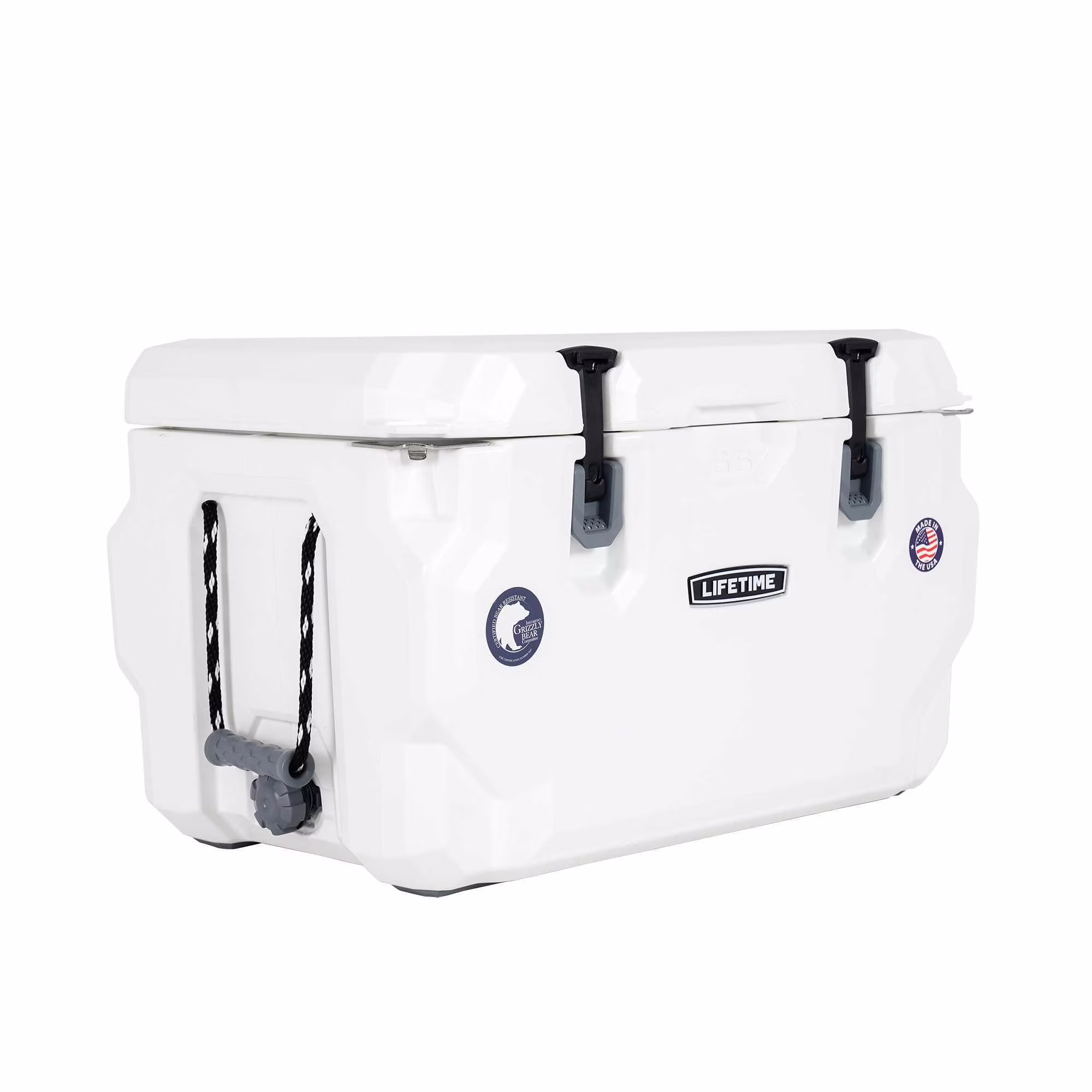 Lifetime 65 qt Bear-Resistant Camping Cooler, Premium High Performance, Ice Retention, Hard Cooler, 75 Can Capacity, Arctic White (90997)