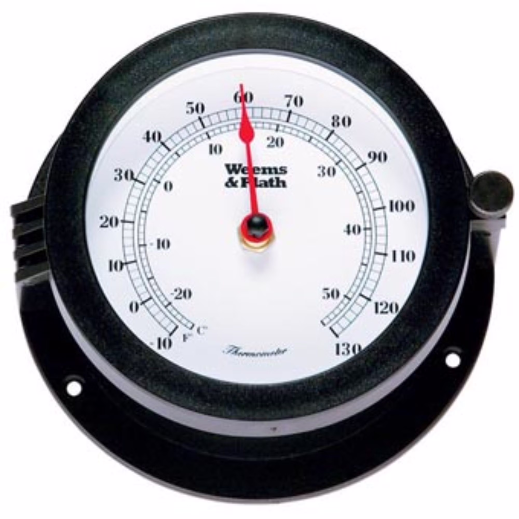 6" Black and White Round Thermometer with Scales
