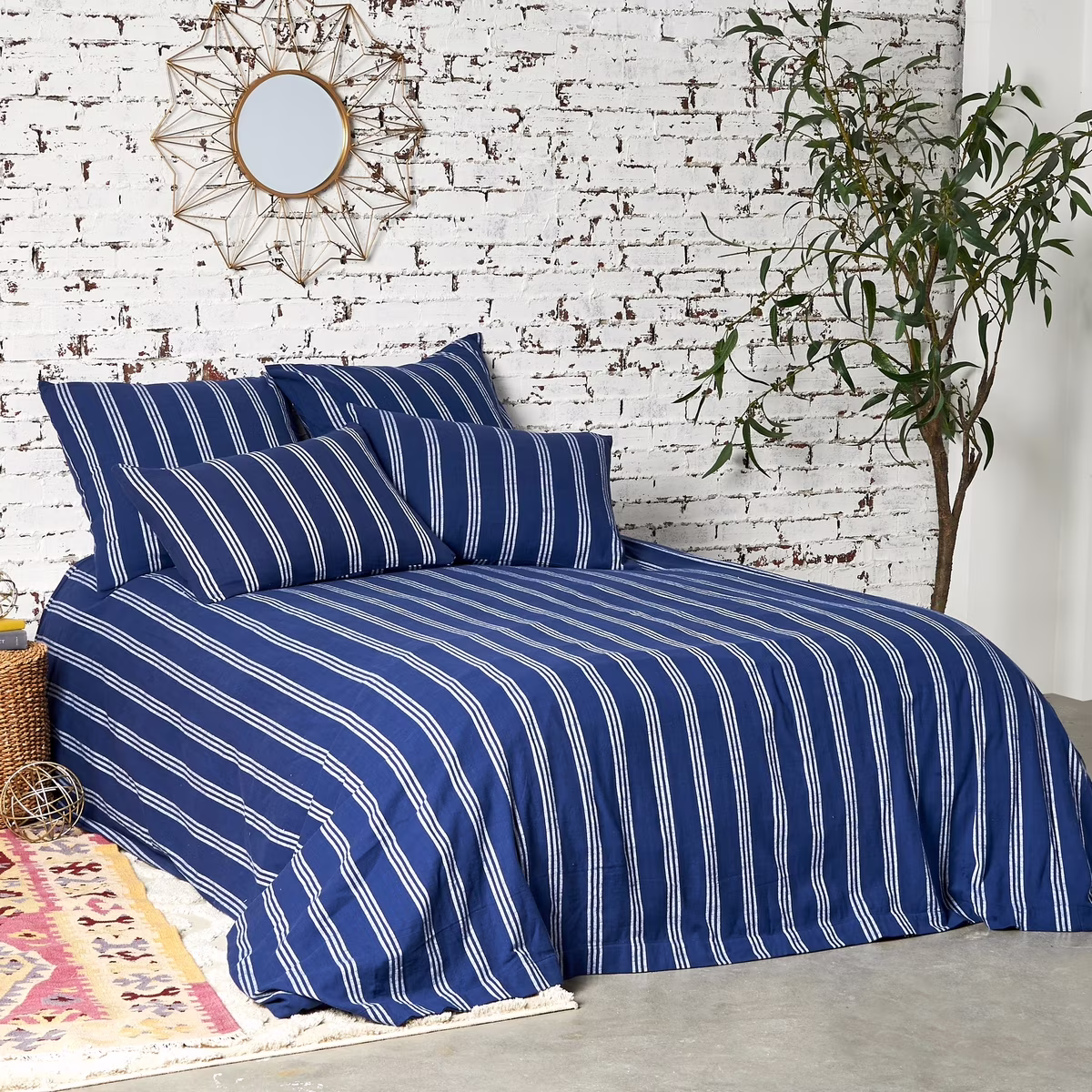 Perry Indigo Queen Duvet Cover