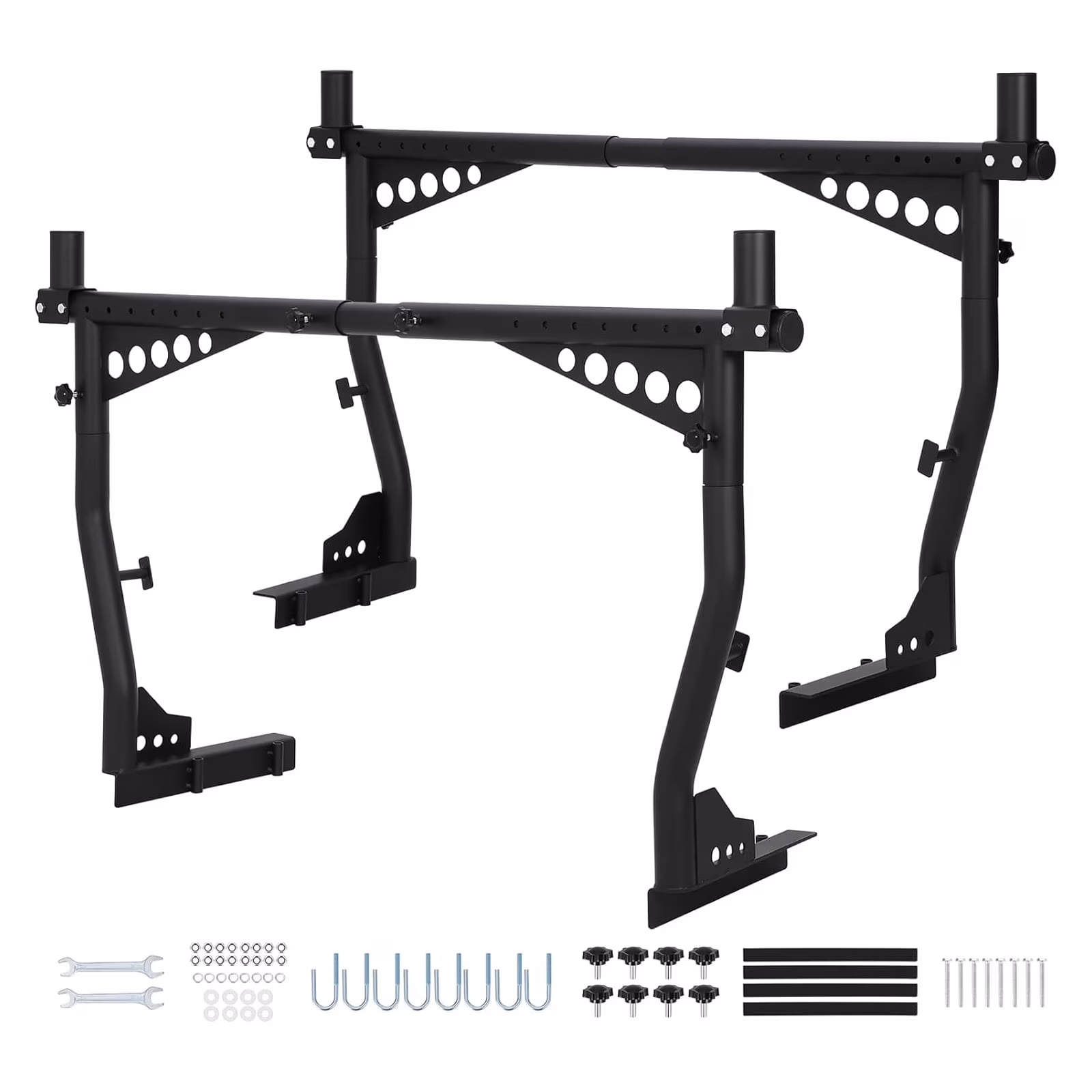 M optimized Universal Steel Truck Ladder Rack, 1000 Lbs Capacity Adjustable Pickup Bed Rack, 52"-82" Crossbar for Kayak, Lumber, Ladder, Rooftop Tent, Surfboard, No-Drill Heavy Duty Rack for Trucks