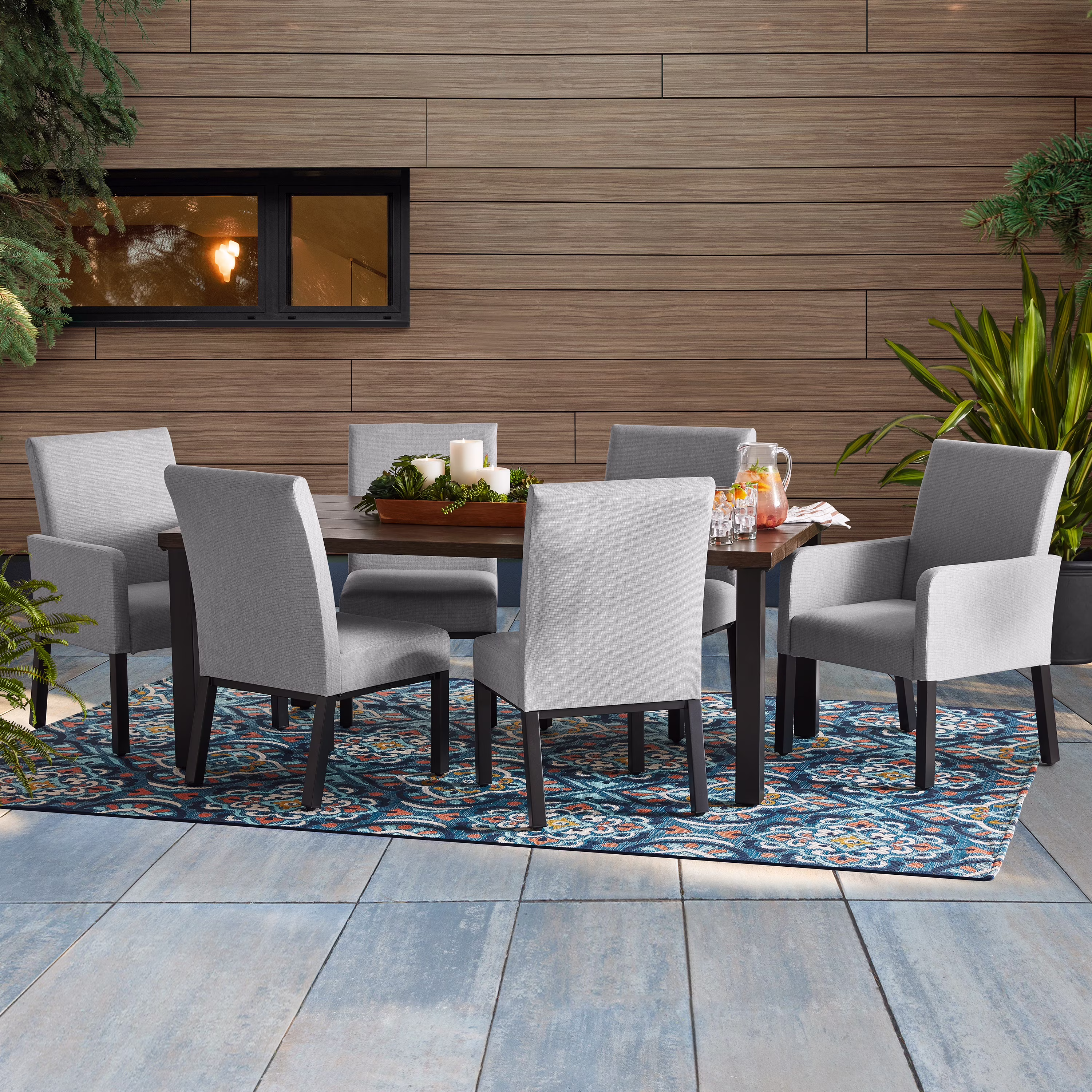 Better Homes & Gardens Ellington 7-Piece Upholstered Sling Outdoor Dining Set, Gray