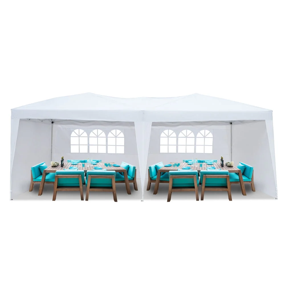 UBesGoo Easy Pop Up Canopy Party Tent, 10 x 20-Feet, White with 4 Removable Sidewalls