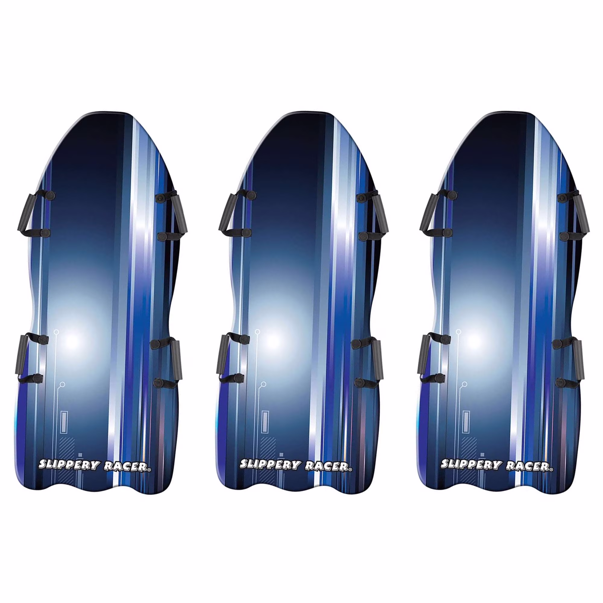 Slippery Racer Downhill Falcon Kids Foam Toboggan Snow Sled, Blue (3 Pack)