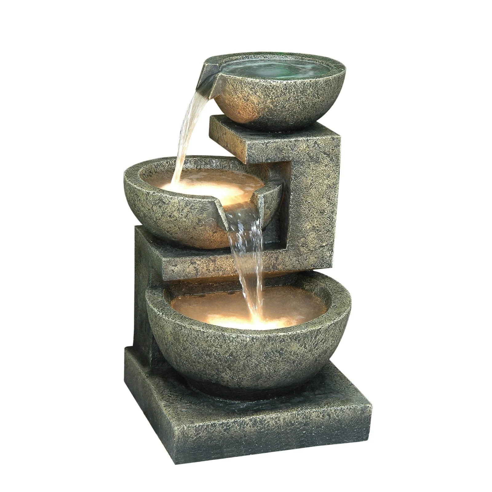 3 BOWL FOUNTAIN WITH 2 WARM WHITE LEDS