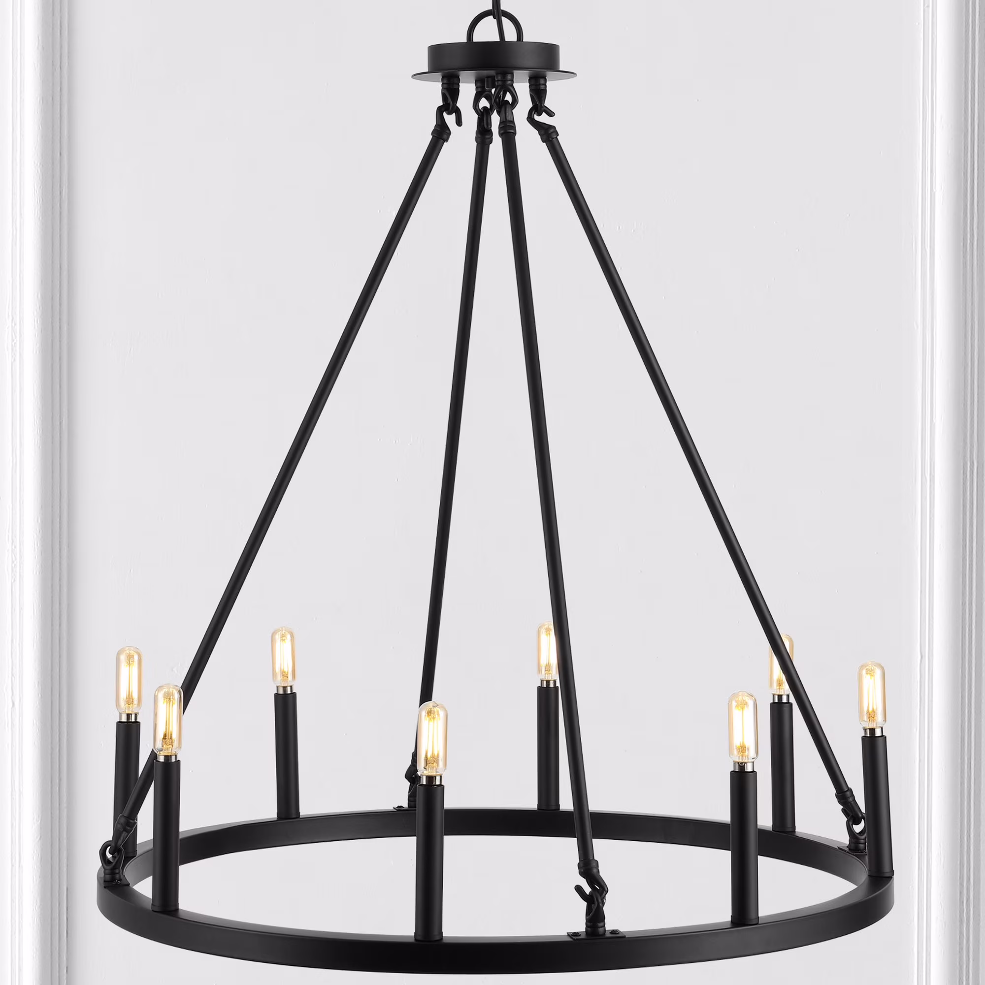 JONATHAN Y Oberto 28" 8-Light Iron Classic Industrial Ring LED Chandelier, Oil Rubbed Bronze