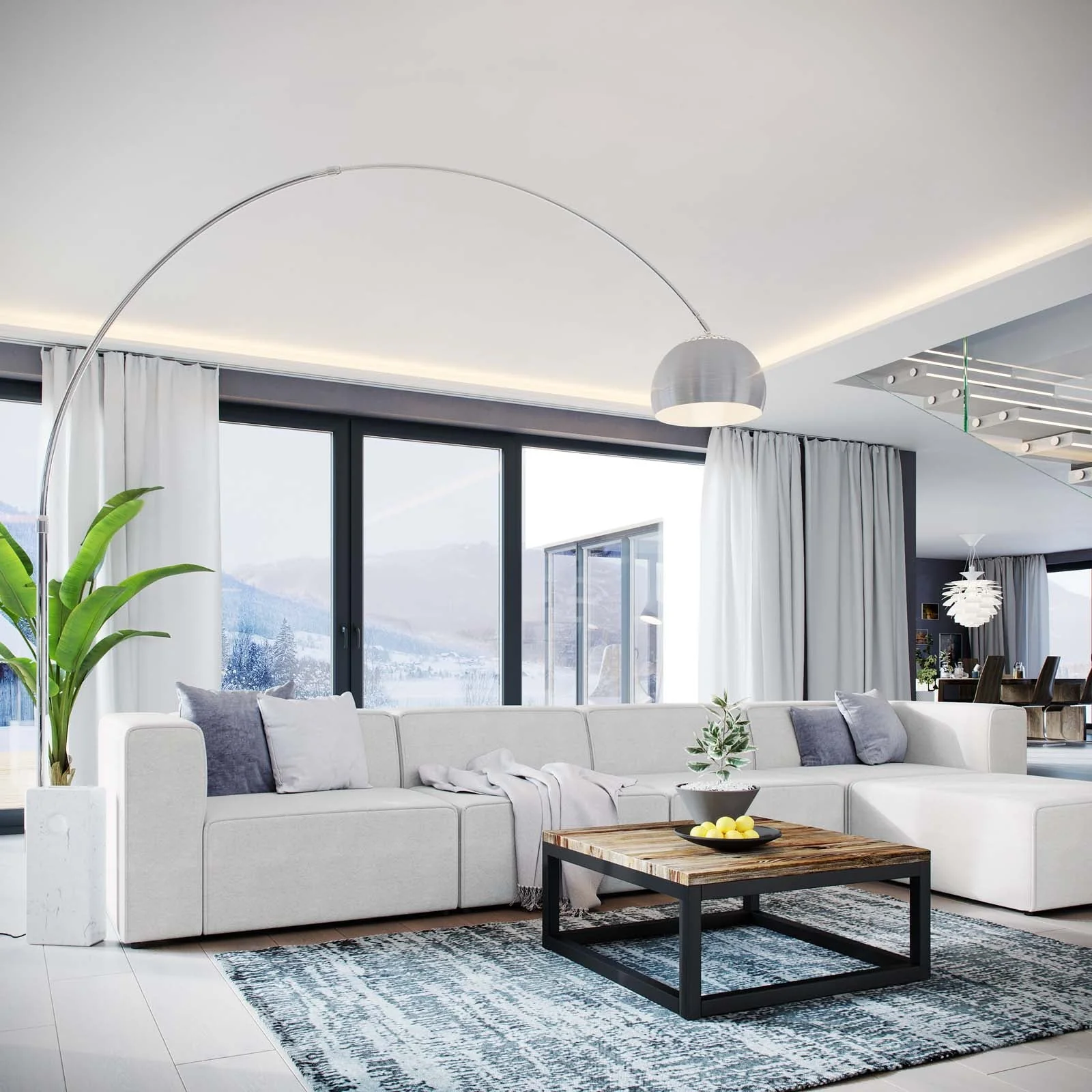 Modway Mingle 5 Piece Upholstered Fabric Sectional Sofa Set in White