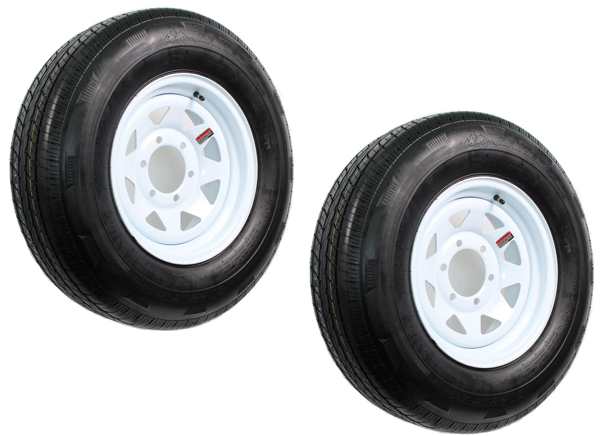 2-Pack Radial Trailer Tire On Rim ST225/75R15 15 in. LRD 6 Lug White Spoke Wheel