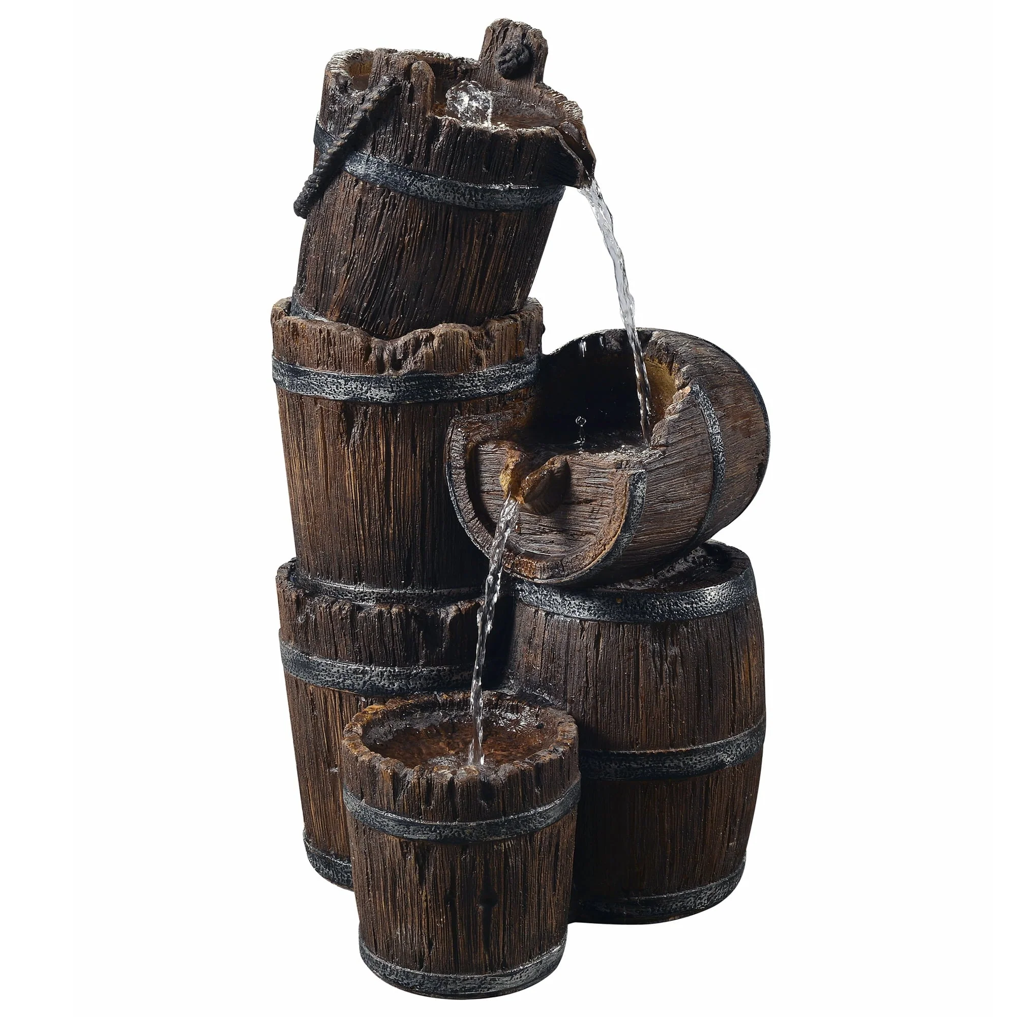 Teamson Home Vintage 3-Tier Barrel Outdoor Waterfall Fountain