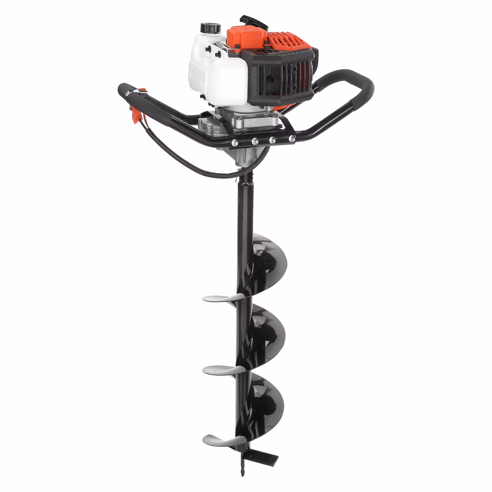 KFFKFF Earth Excavator, 43cc 1250W Soil Borer, Gas-Operated Ground Driller with 8" Soil Drilling Bit, 30-inch Long Alloy Steel Borer, Suitable for Agricultural Land, Gardens and Plants, EPA Certified