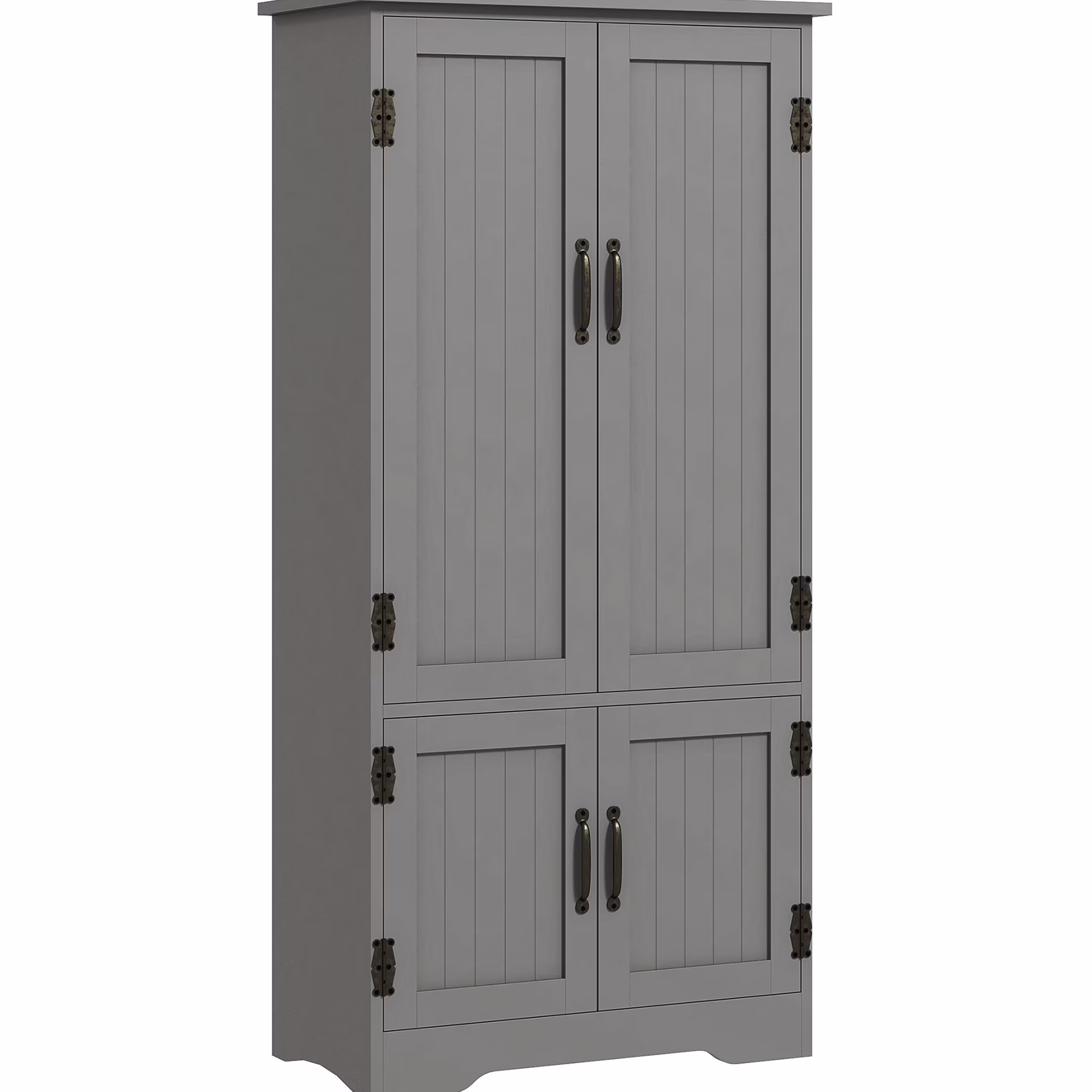 48.5" Pantry Cabinet For Dining Room, Compact Gray With 4 Doors And 2 Adjustable Shelves Kitchen Elegance Storage Cabinet, Room