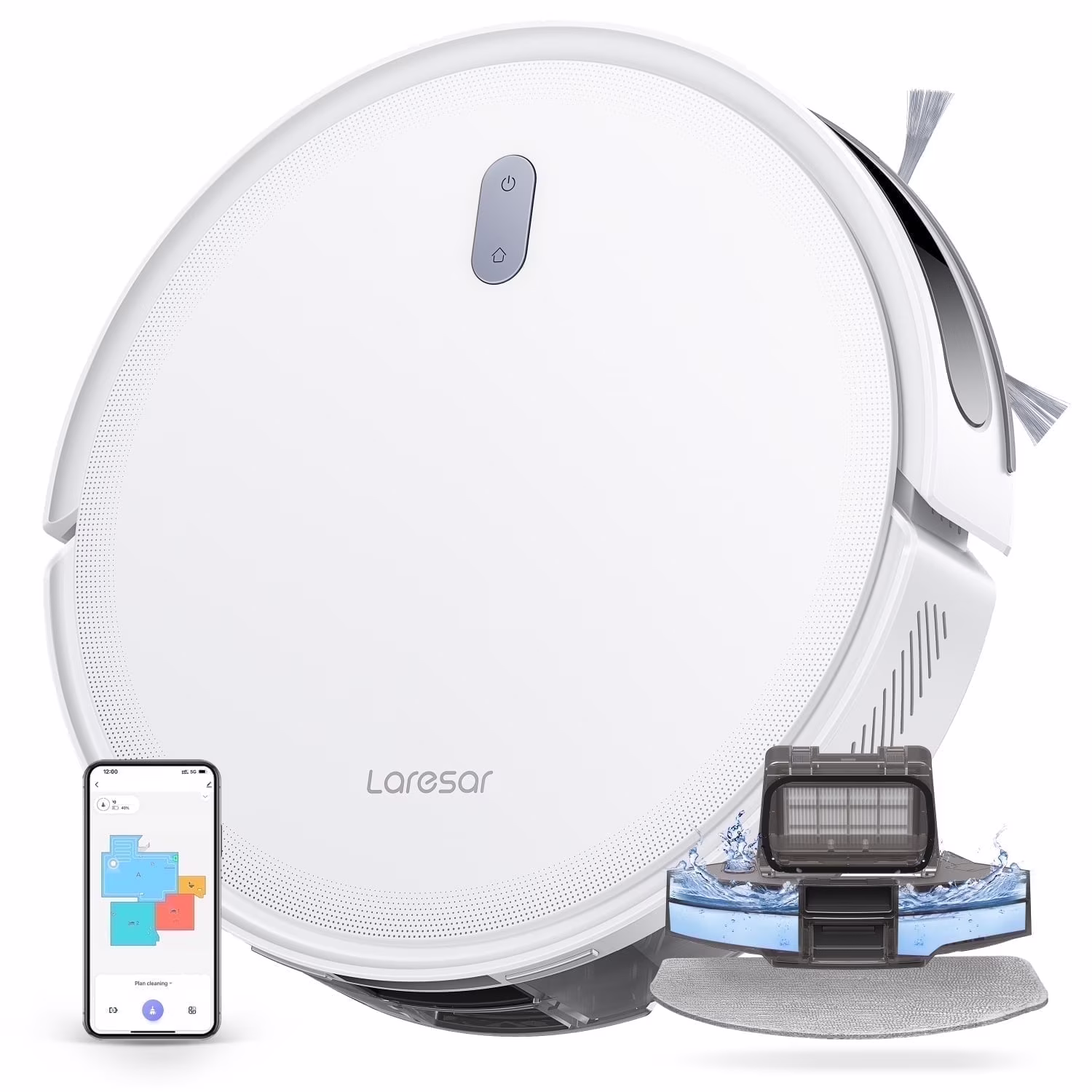Laresar L10 Robot Vacuum Cleaner Lidar Navigation, 6500Pa 180Min Smart Robot Vacuum and Mop Combo, App/Alexa Control, for Carpet Pet Hair Hard Floor