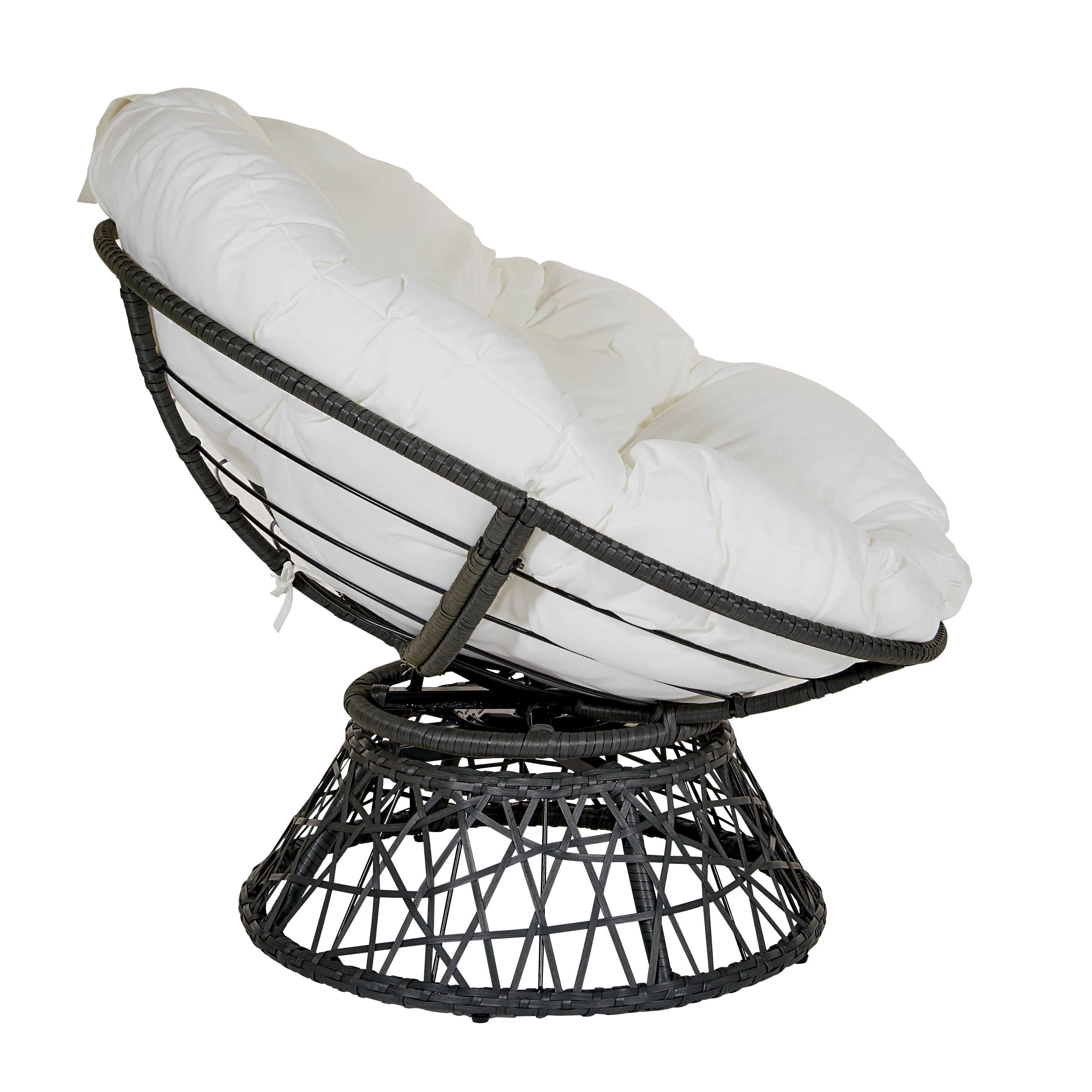 OSP Home Furnishings Papasan Chair with White cushion and Black Frame