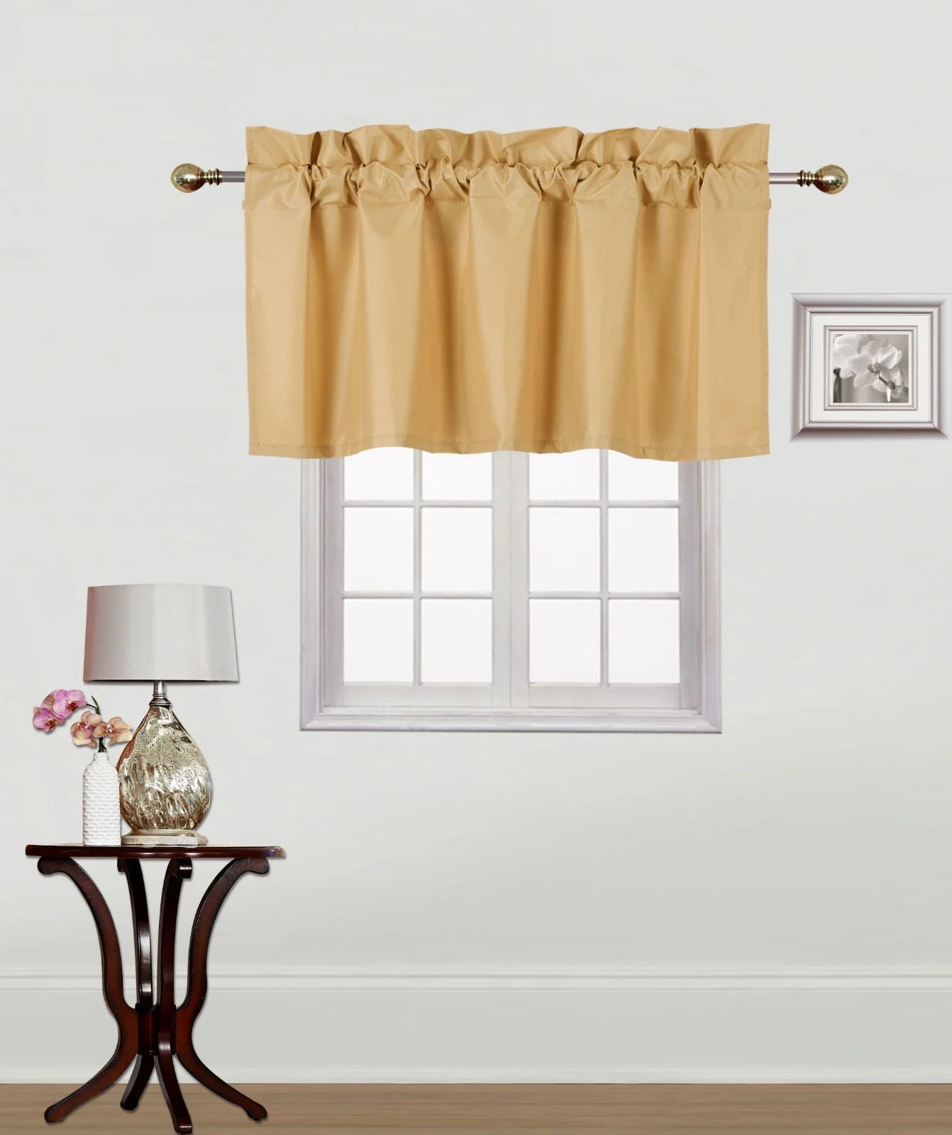 Rs9 1-Piece Gold Swag Straight Insulated Foam Lined Blackout Rod Pocket Window Valance 38"Wx 18"L