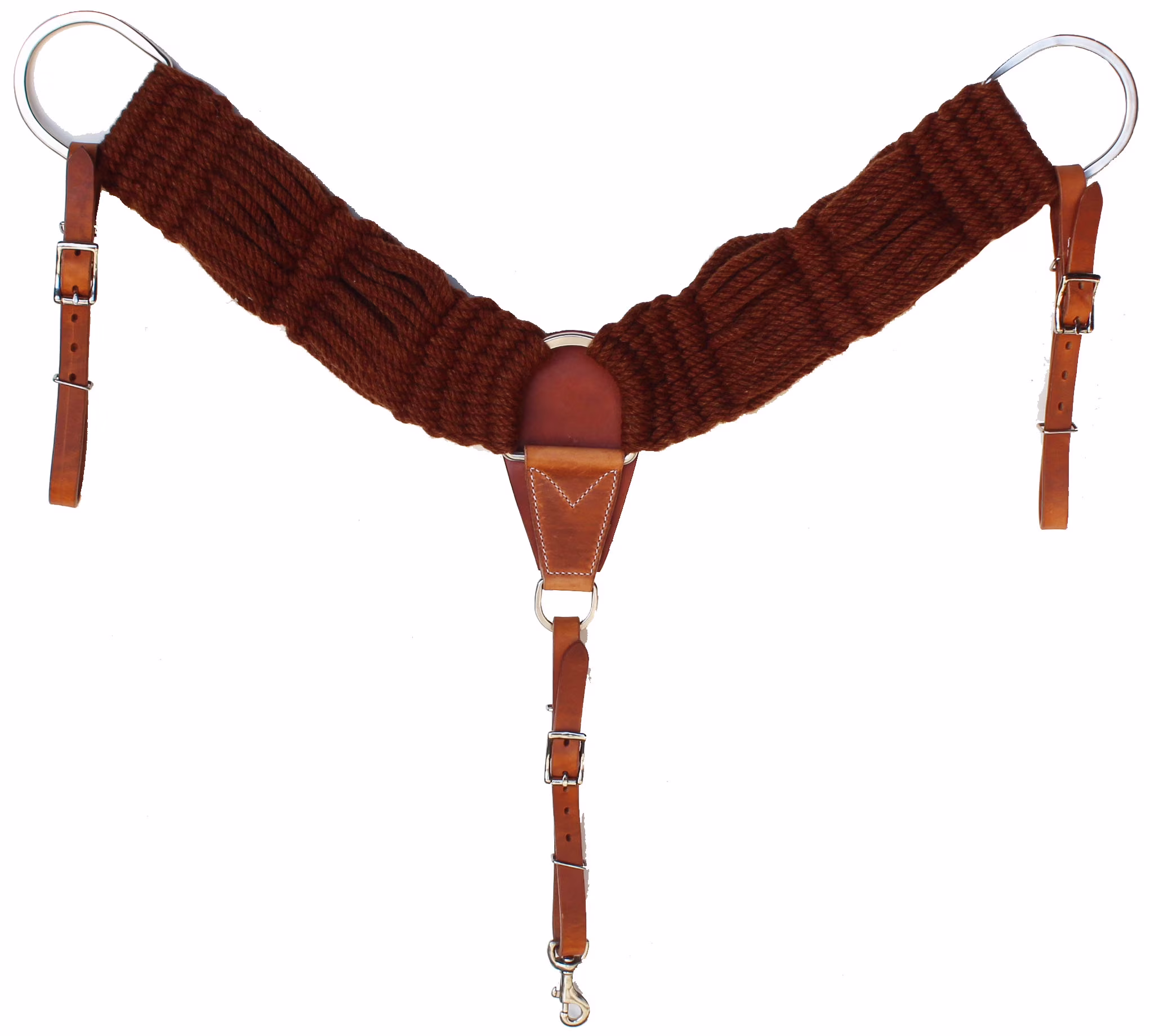 Western Mohair 25-Strand Brown Breast Collar w/ Harness Leather Uptugs 55RT02BR