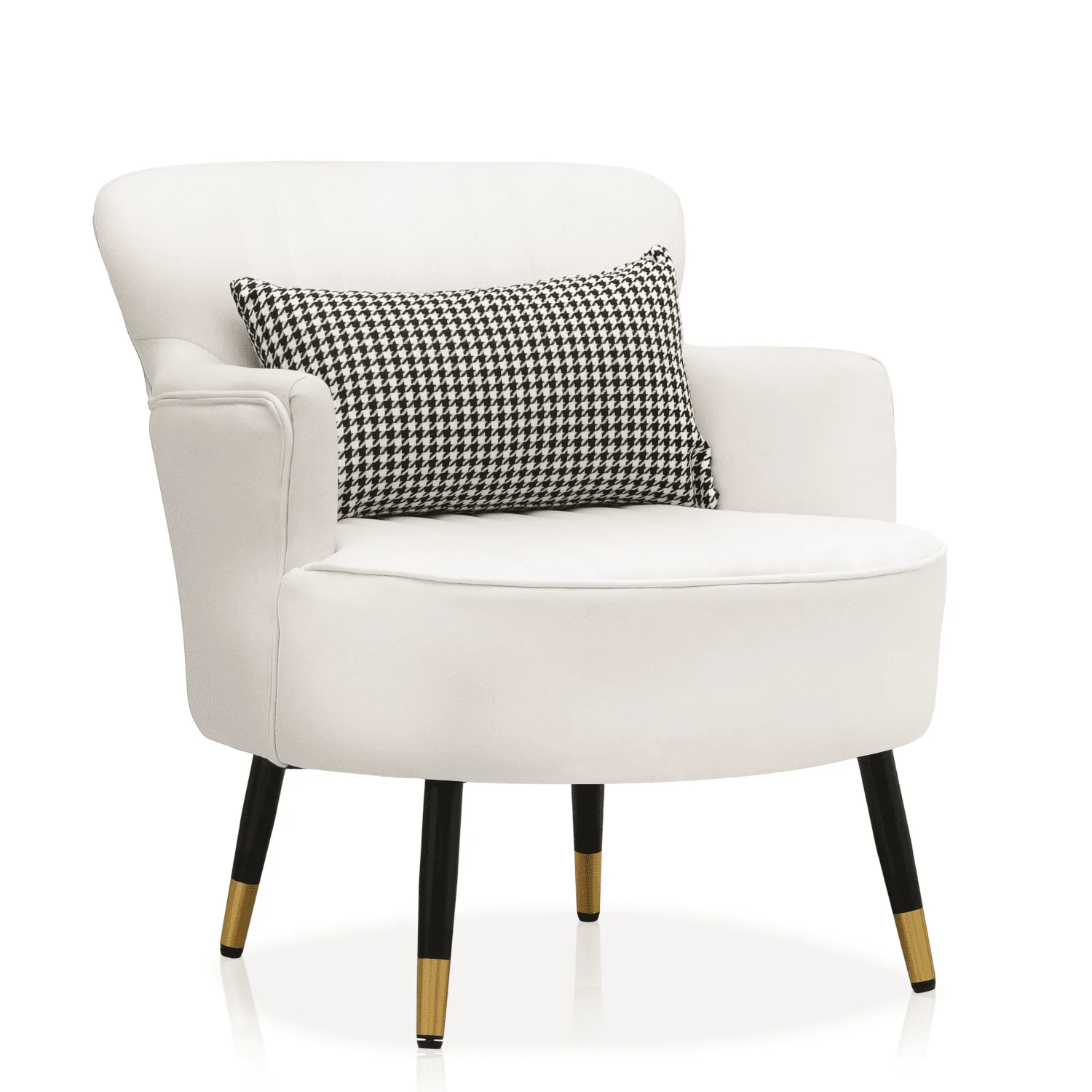 MoNiBloom Accent Chair, Modern Armchair with Wing Back and Cushion, Soft Padded Single Sofa for Living Room/Home Office/Bedroom, White