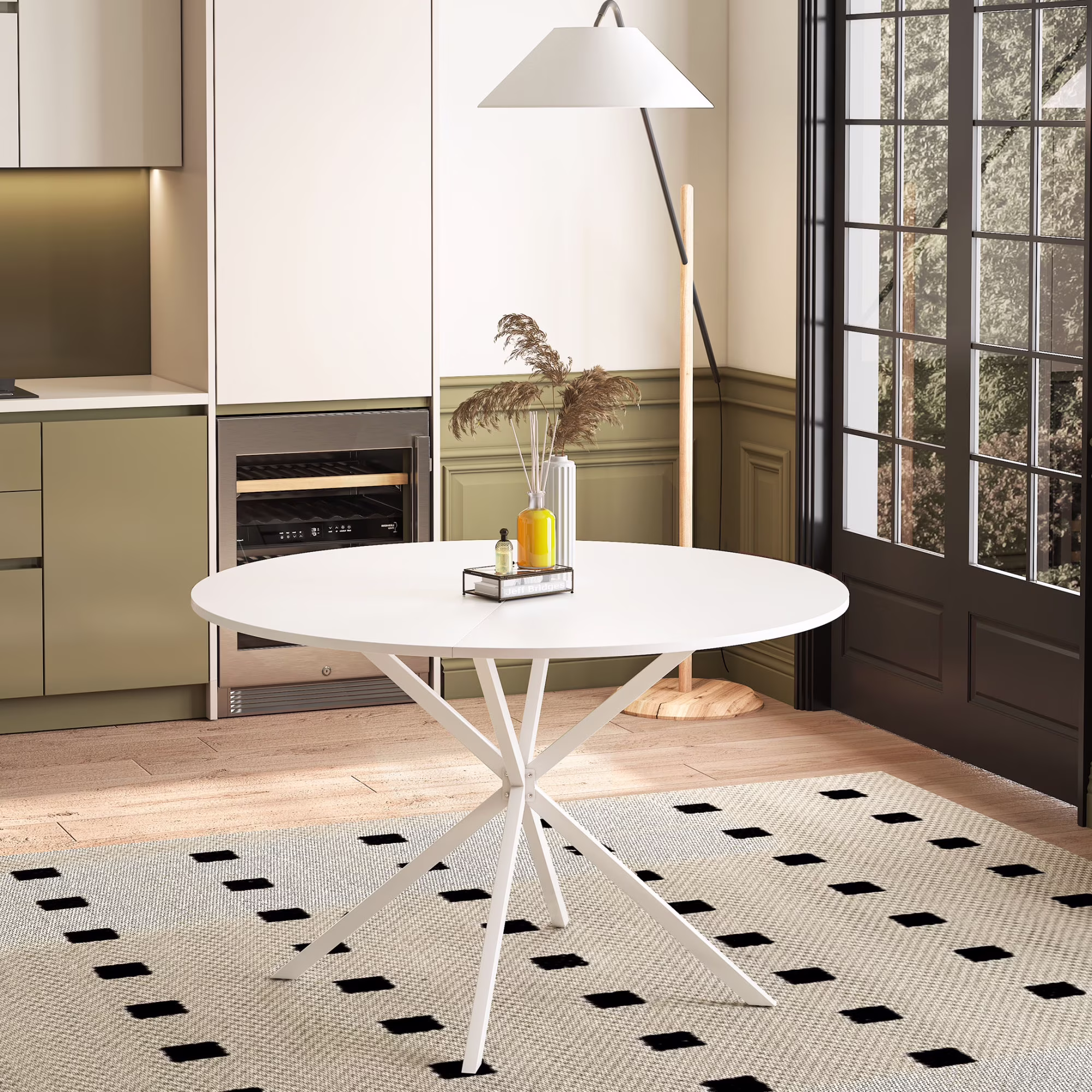 Heyizhuo 47.24" Modern Cross Leg Round Dining Table