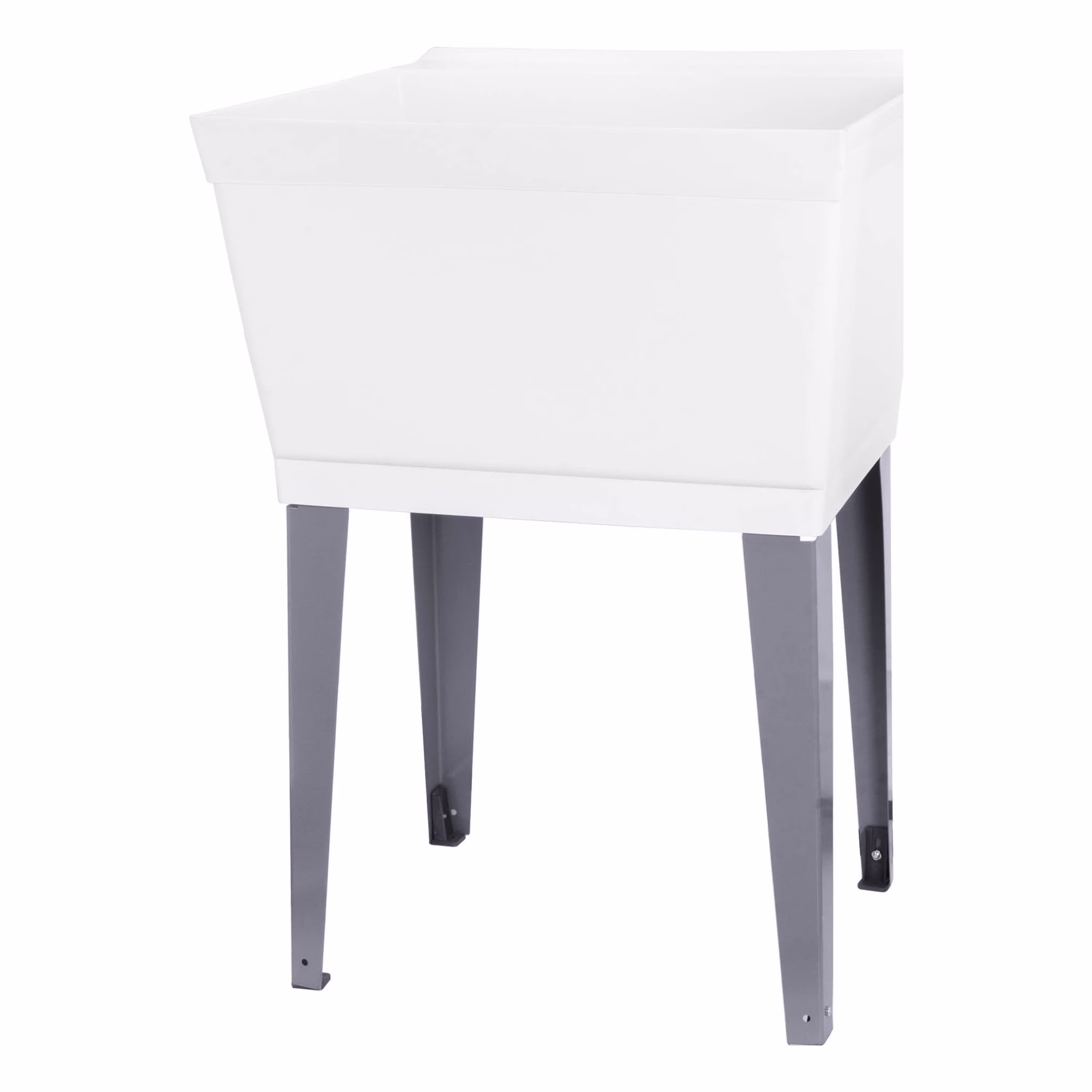 Tehila White 19 Gallon Utility Sink Grey Legs and P-Trap Kit for Laundry room, Basement, Garage
