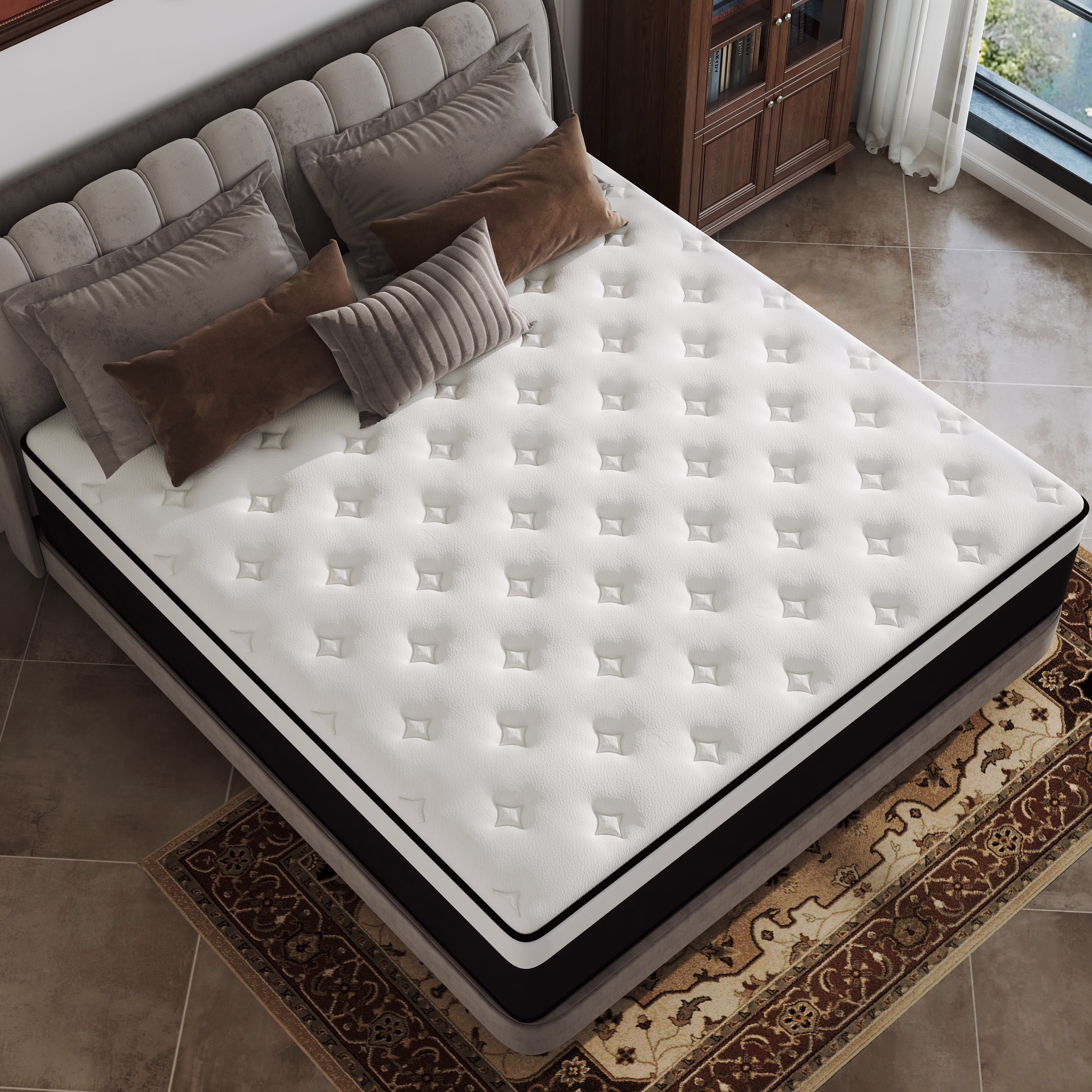 Yilicy Queen Mattress 12 inch Memory Foam and Spring Hybrid Mattress in a Box Pressure Relief, Breathable
