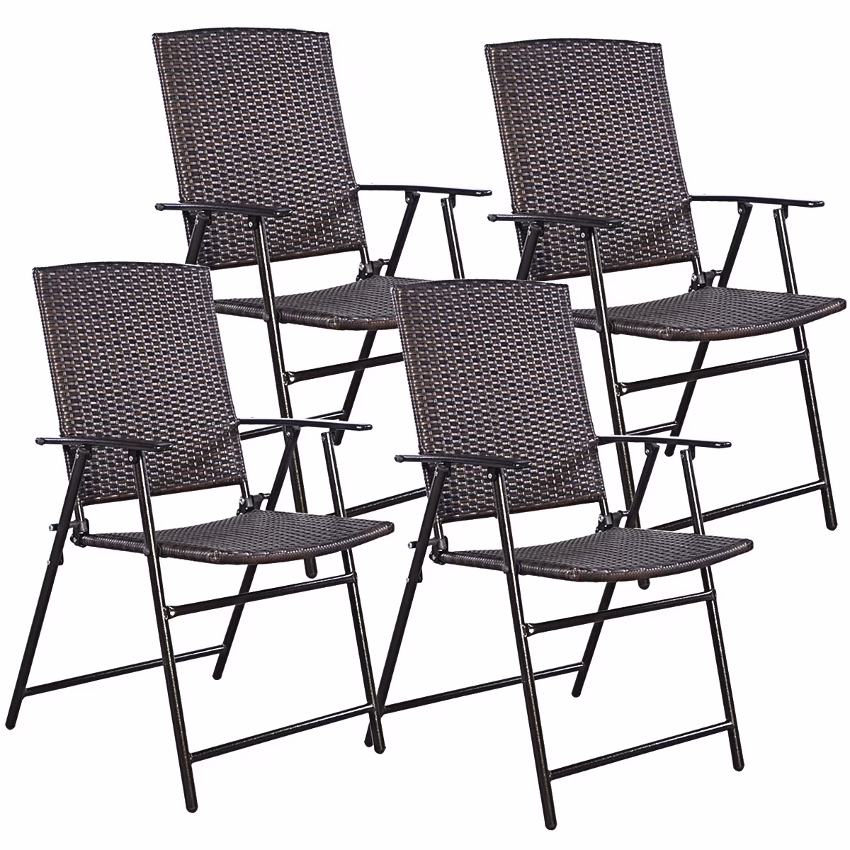 Topbuy Rattan Folding Chair (4 Pack), Brown