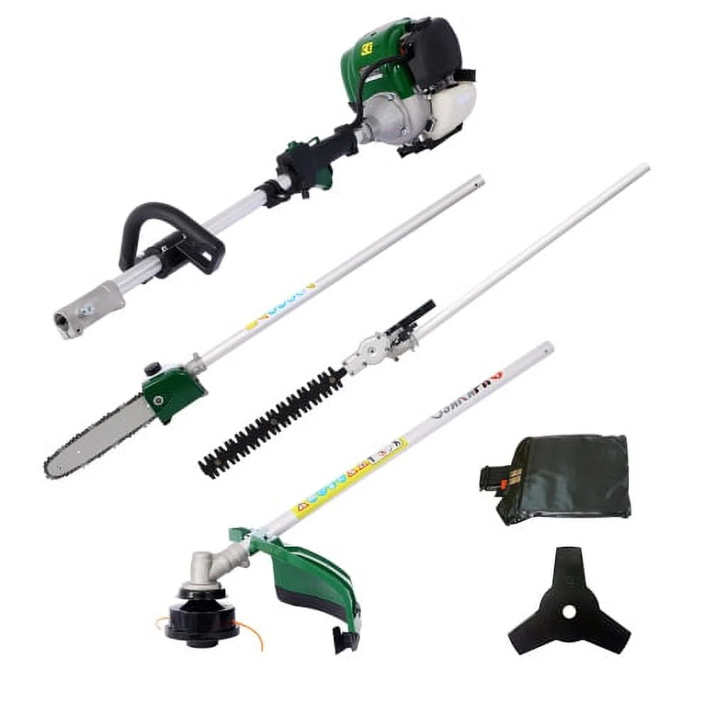 4 in 1 Multi-Functional Trimming Tool, 38CC 4 stroke Garden Tool System with Gas Pole Saw, Hedge Trimmer, Grass Trimmer and Brush Cutter, EPA Compliant