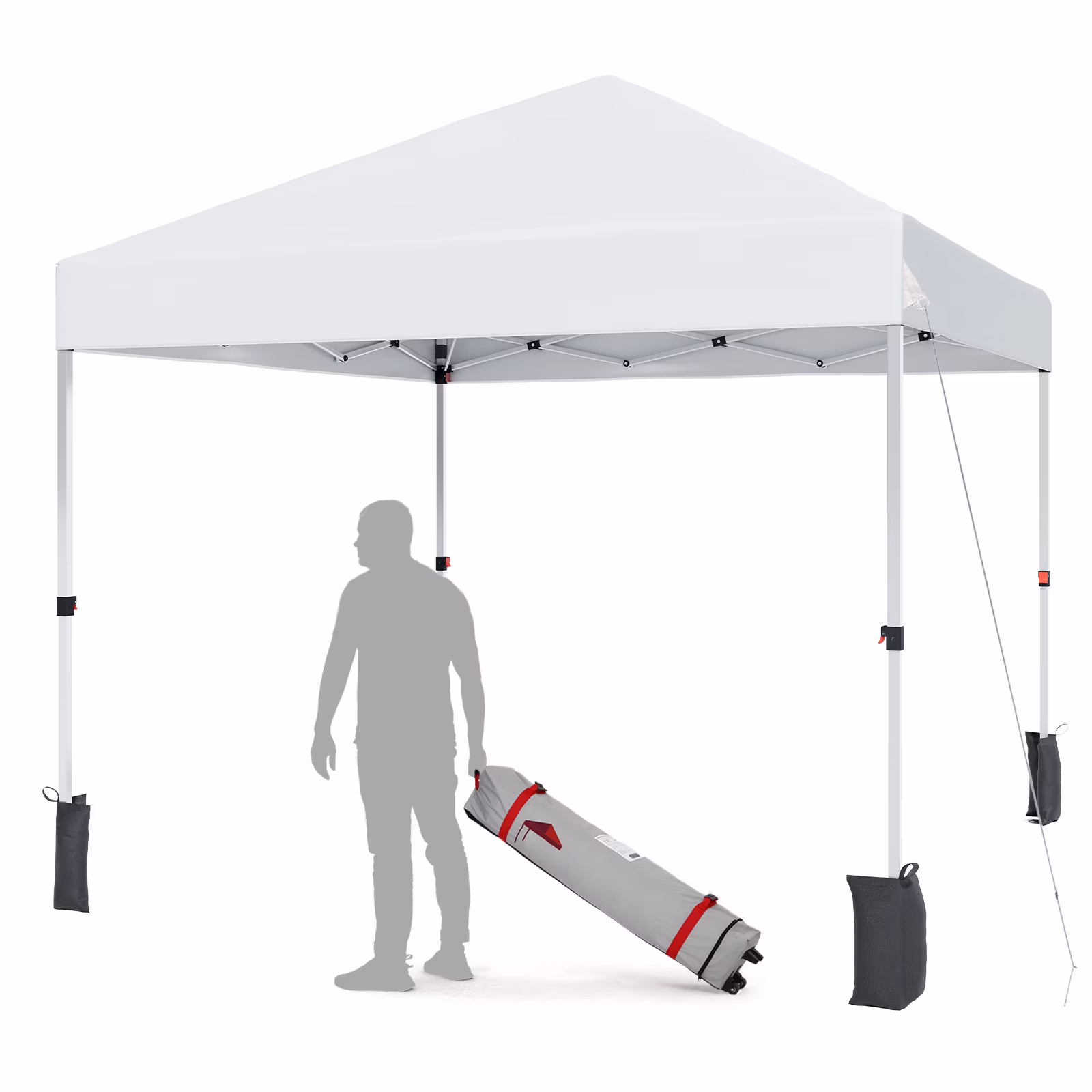 10x10 Feet, Portable Outdoor Canopy Tent with Patented Center Locking, Height Adjustable Straight Legs, Hand Wheel Bag Included, Waterproof and UV Protected, Ideal for Outdoor Use, White