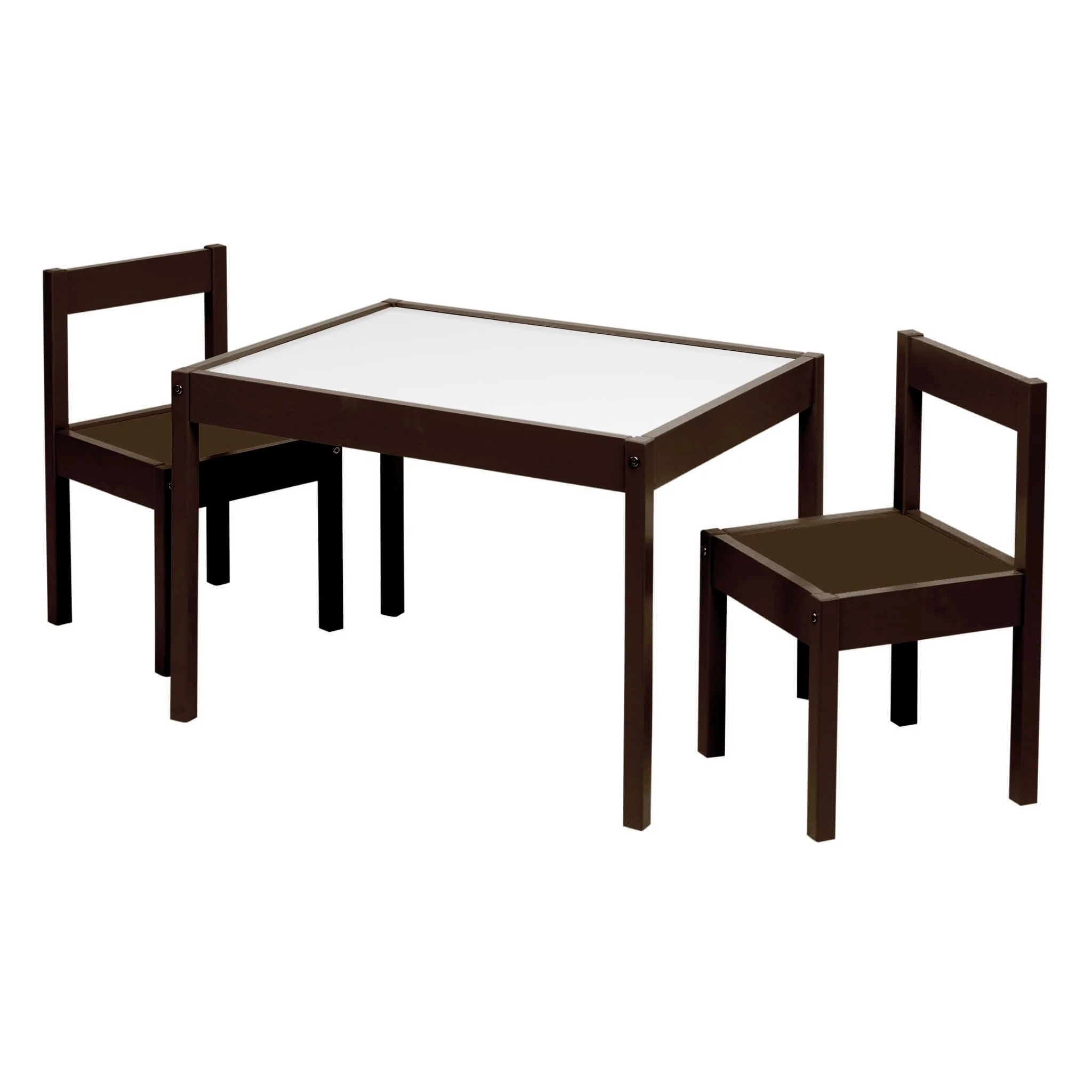 Your Zone 3 Piece Dry Erase Activity Table Play Set, Espresso, 25''x19''x18''