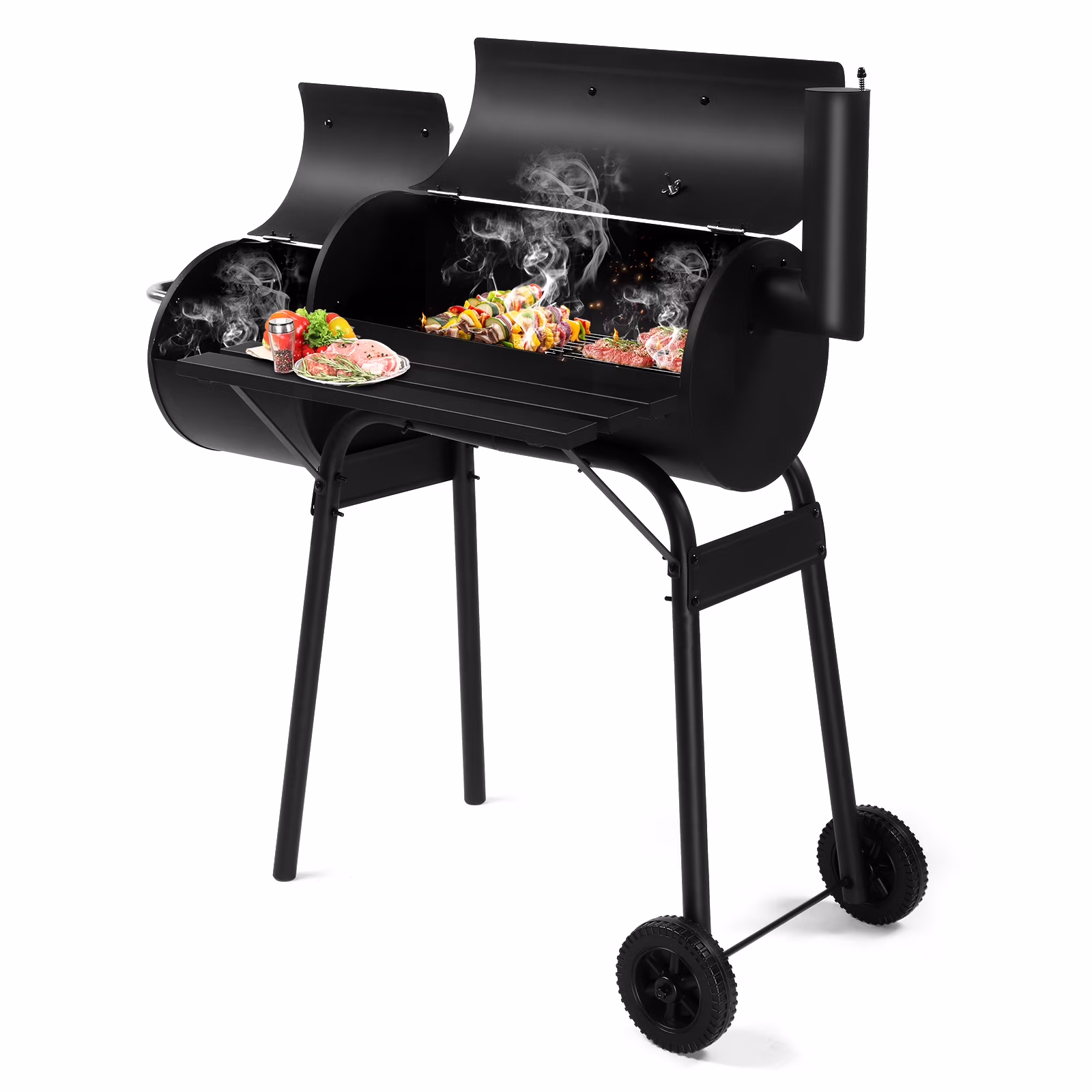 Ktaxon BBQ Grill  Outdoor Charcoal Grill Offset Smoker for Patio Backyard,Black