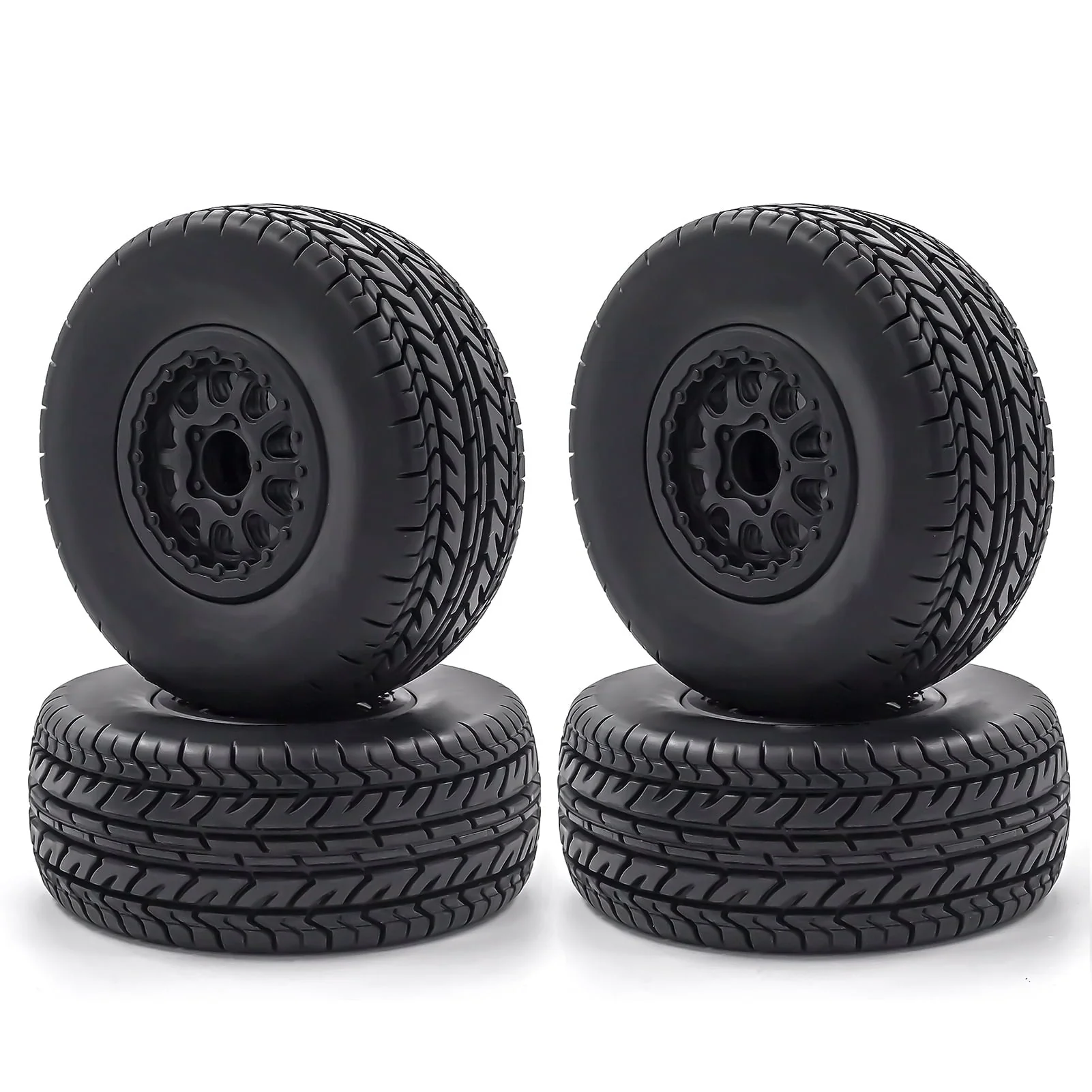 RC Crawler Rubber Tires RC Car Tires 4pcs 12mm Hex Replacement for 1/10 RC Short Course Truck