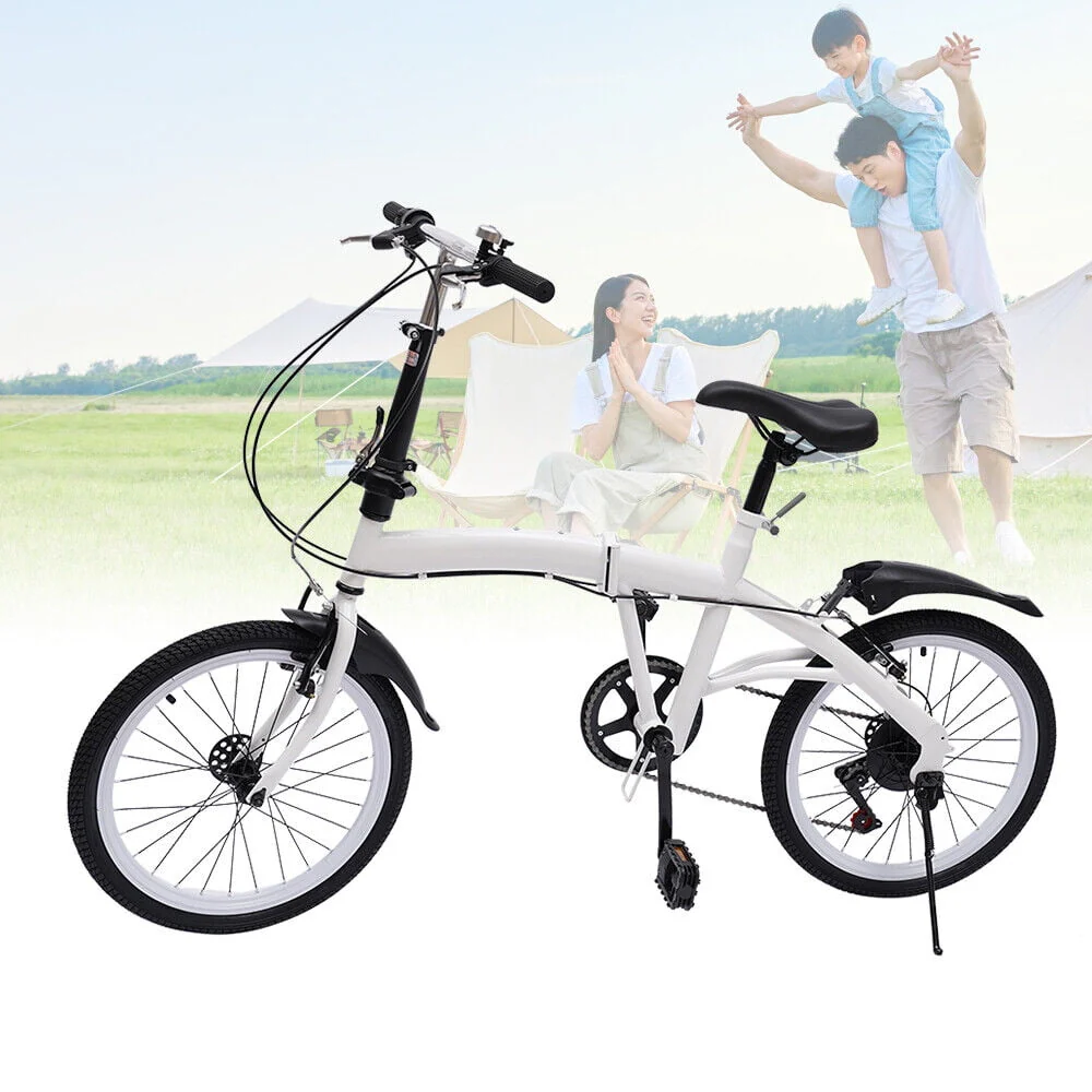 DENEST 20 Inch 7-Speed Bicycle Adult Road Bike Carbon Steel Folding Bike Double V-Brake
