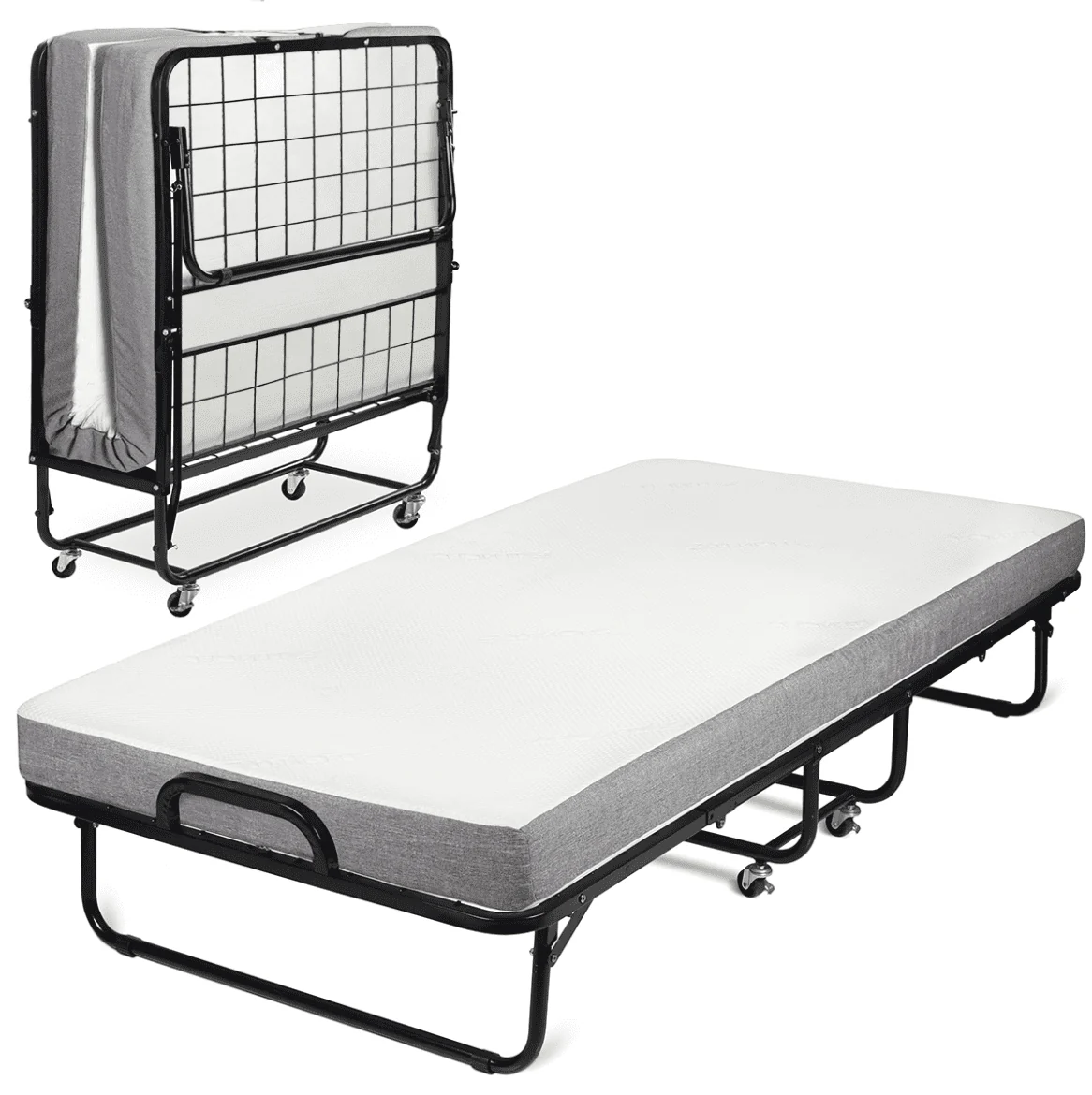 Milliard Diplomat Folding Bed with Luxurious Memory Foam Mattress and Super Strong Sturdy Frame, Cot Size, 75" x 31"