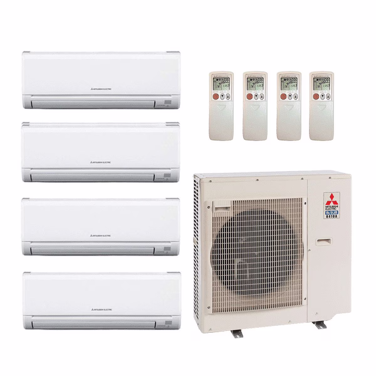 Mitsubishi 30,000 Btu 19 Seer 4-Zone Ductless Mini Split Heat Pump System - 6K-6K-6K-12K - MXZ4C36NA - (3) MSZGL06NA - MSZGL12NA