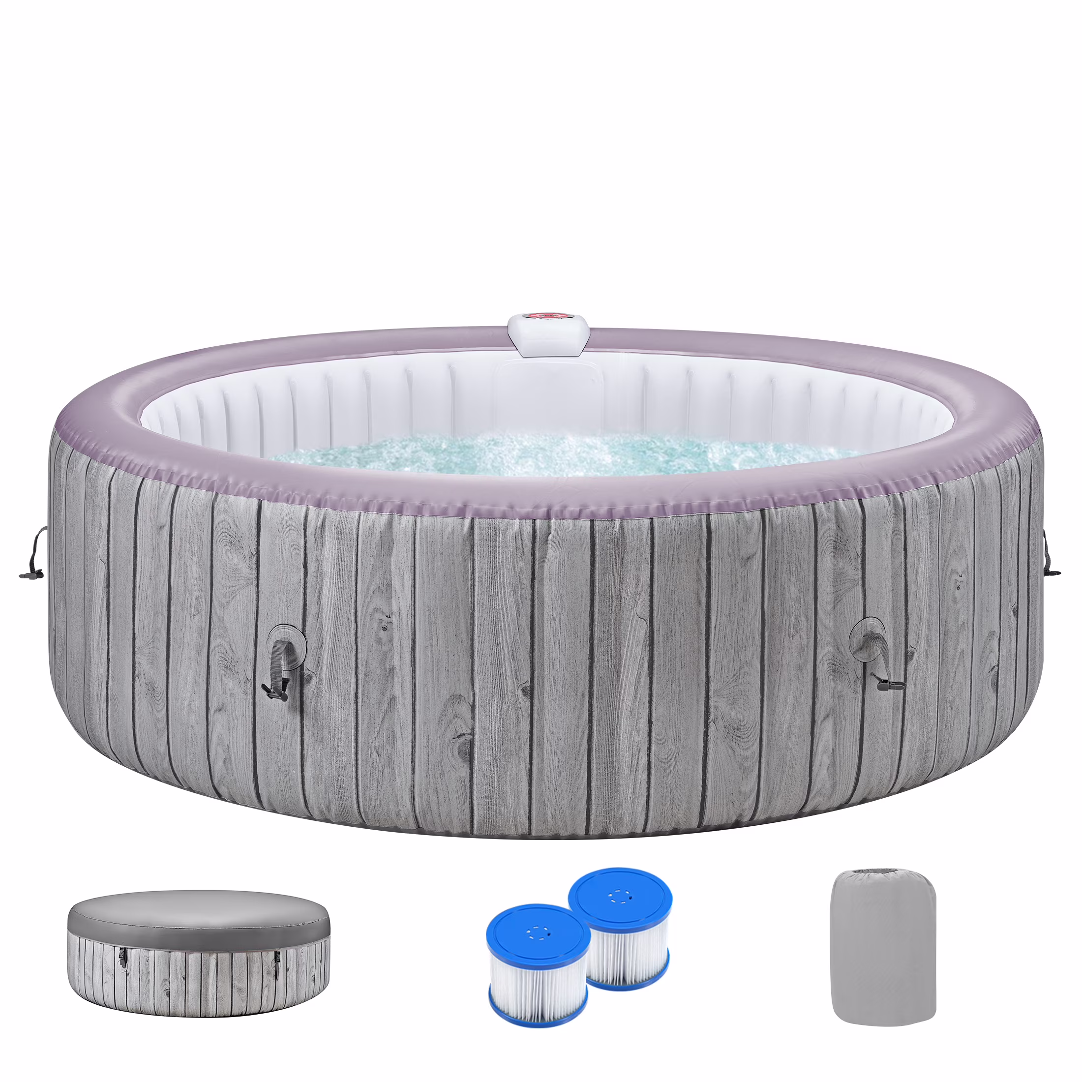 4-6 Person Inflatable Hot Tub with 130 Bubble Jets, Round Home Spa