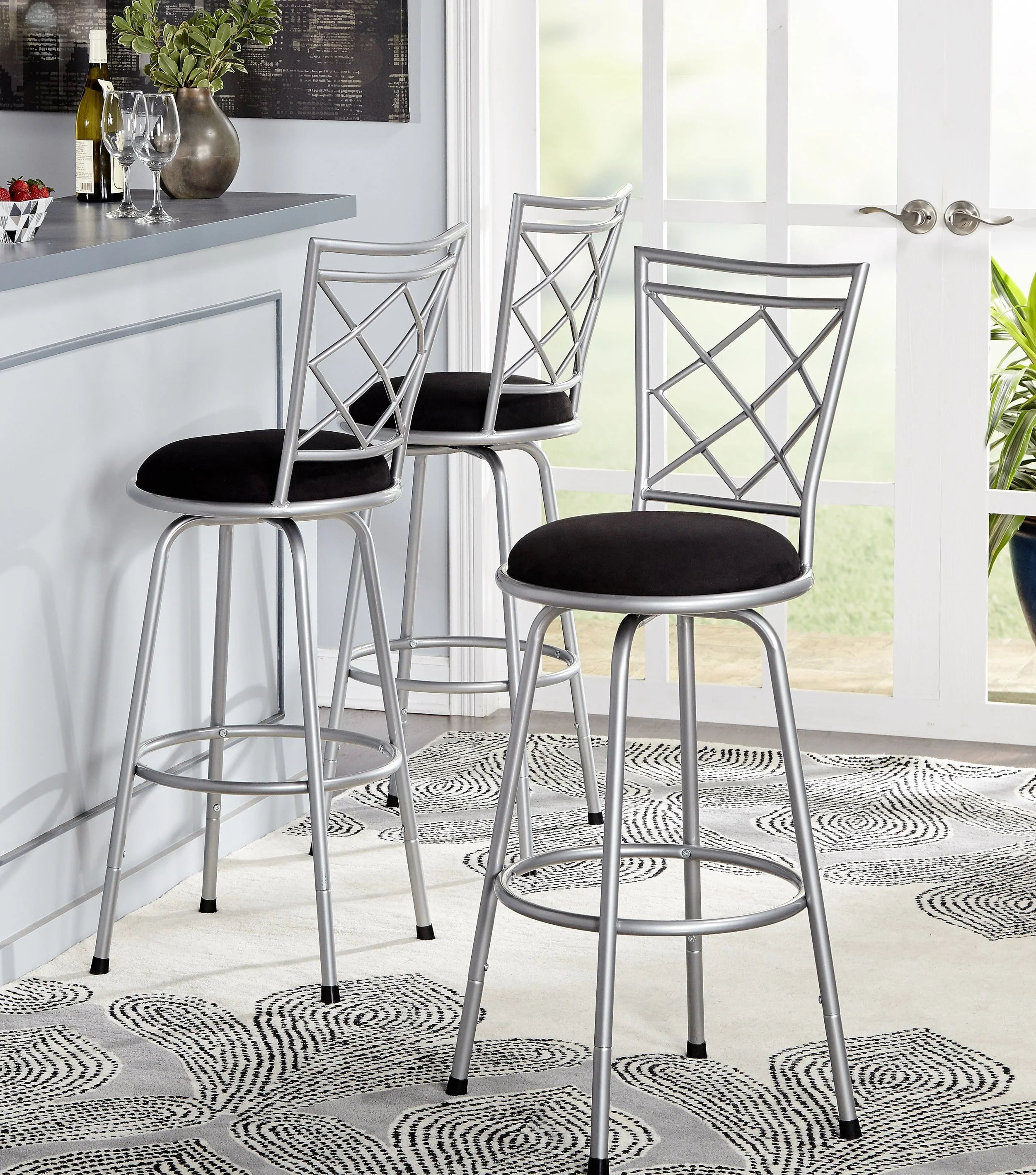 TMS Avery Adjustable-Height Bar Stool, Multiple Colors, Set of 3